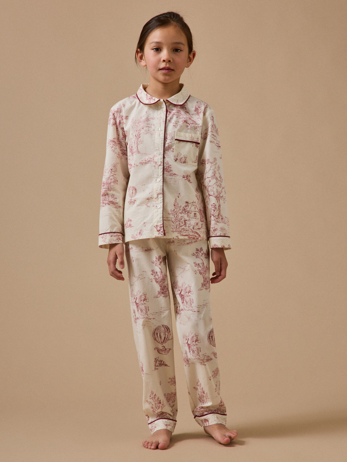 Mädchen-Pyjama, Stoff im « Jouy »-Stil