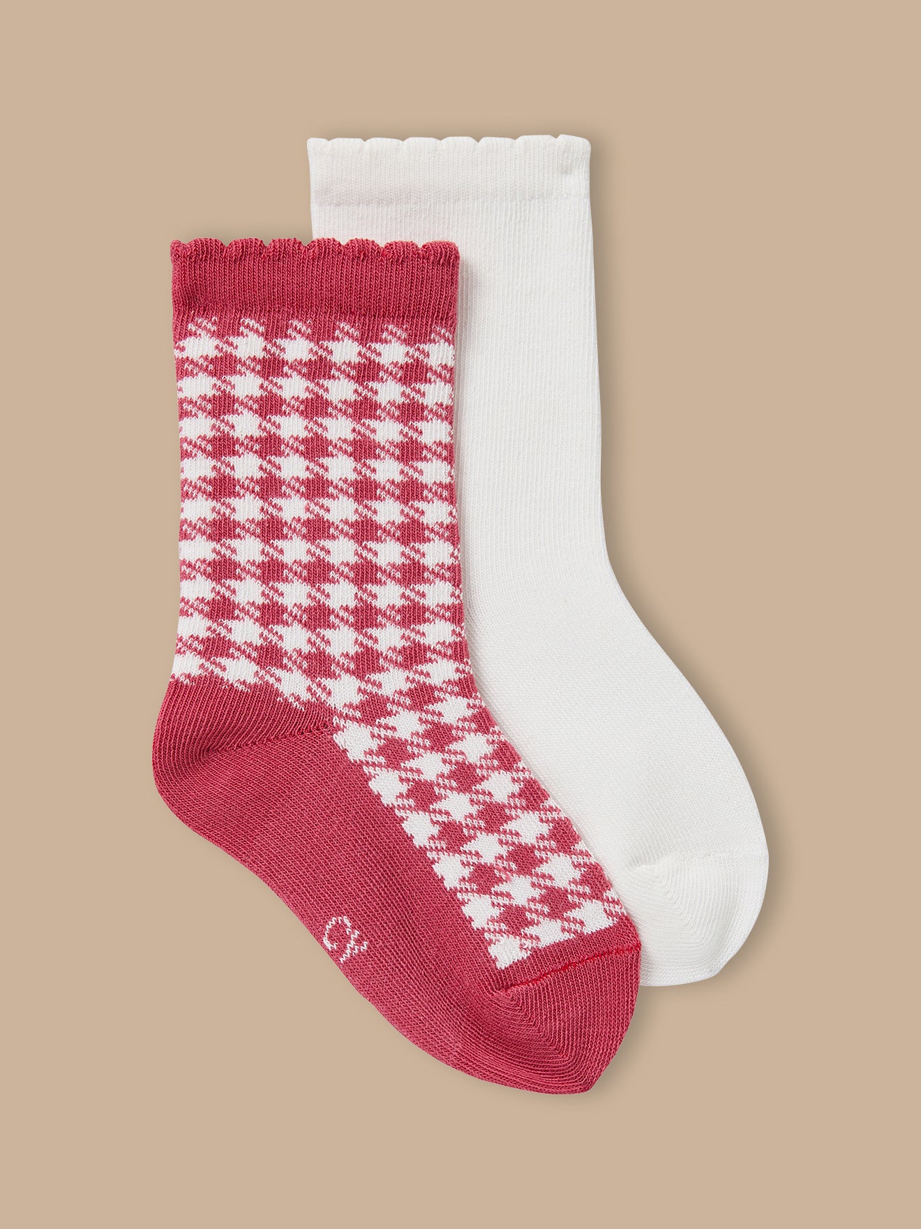 Mädchensocken im 2er-Pack, warm, « Vichy »-Muster