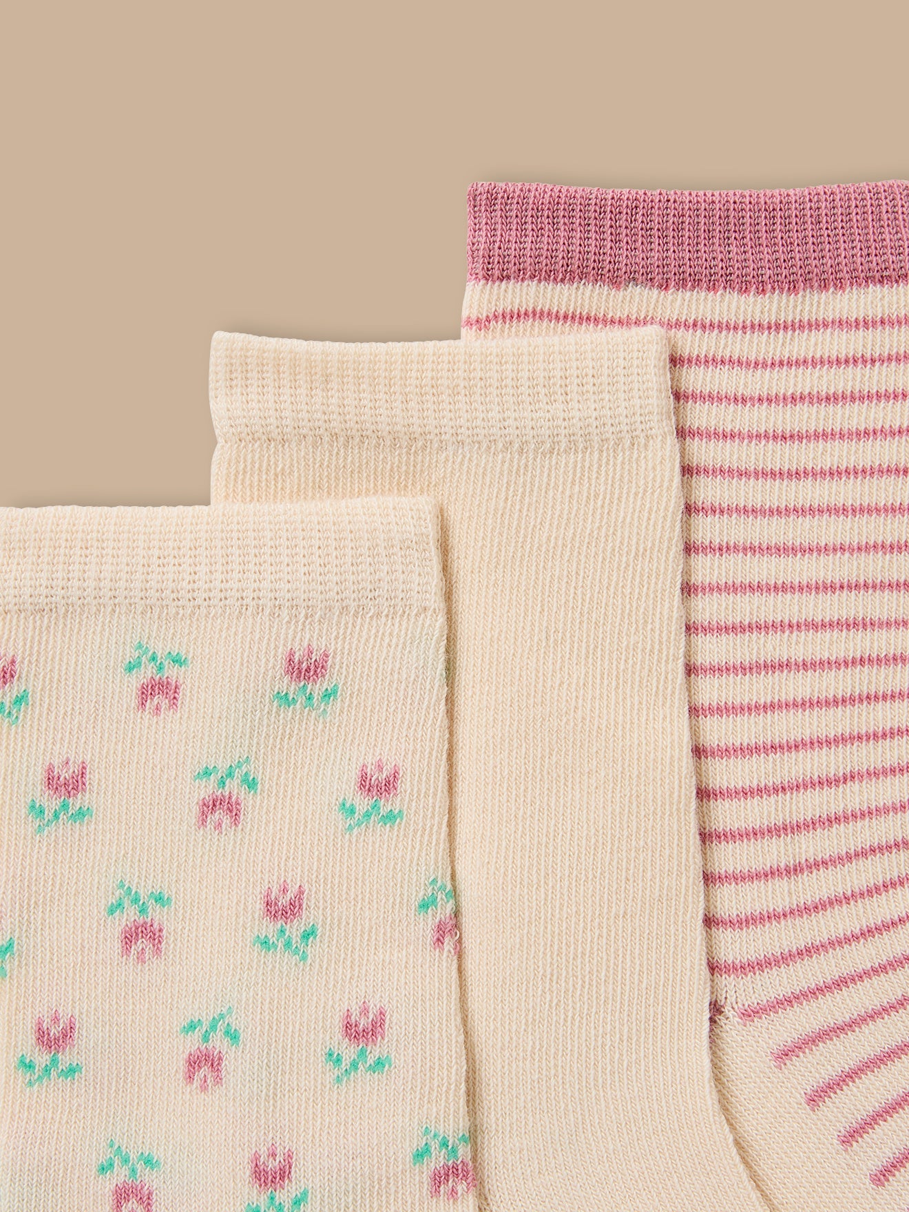 3er-Pack Mädchen Socken mit Blumenmuster