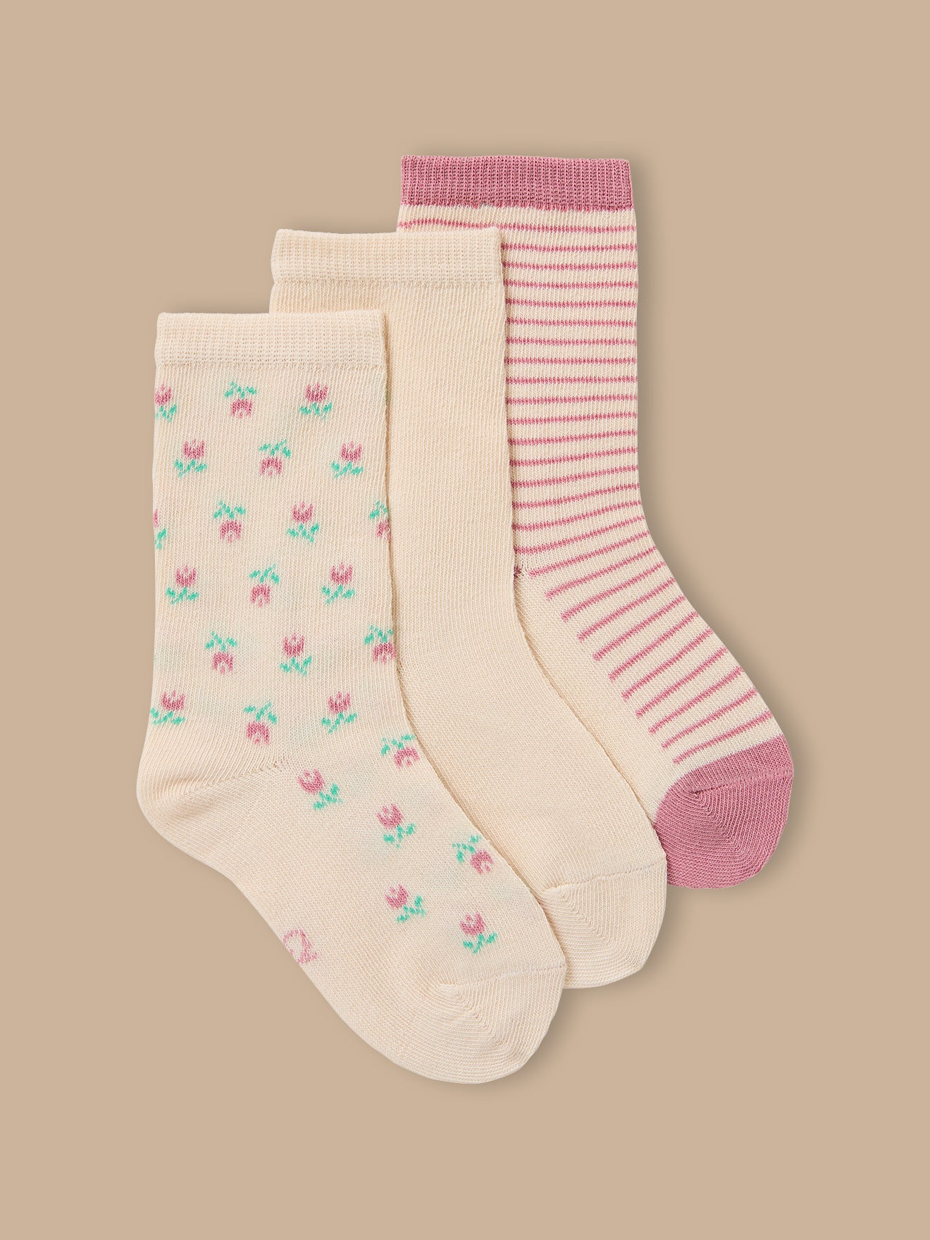 3er-Pack Mädchen Socken mit Blumenmuster