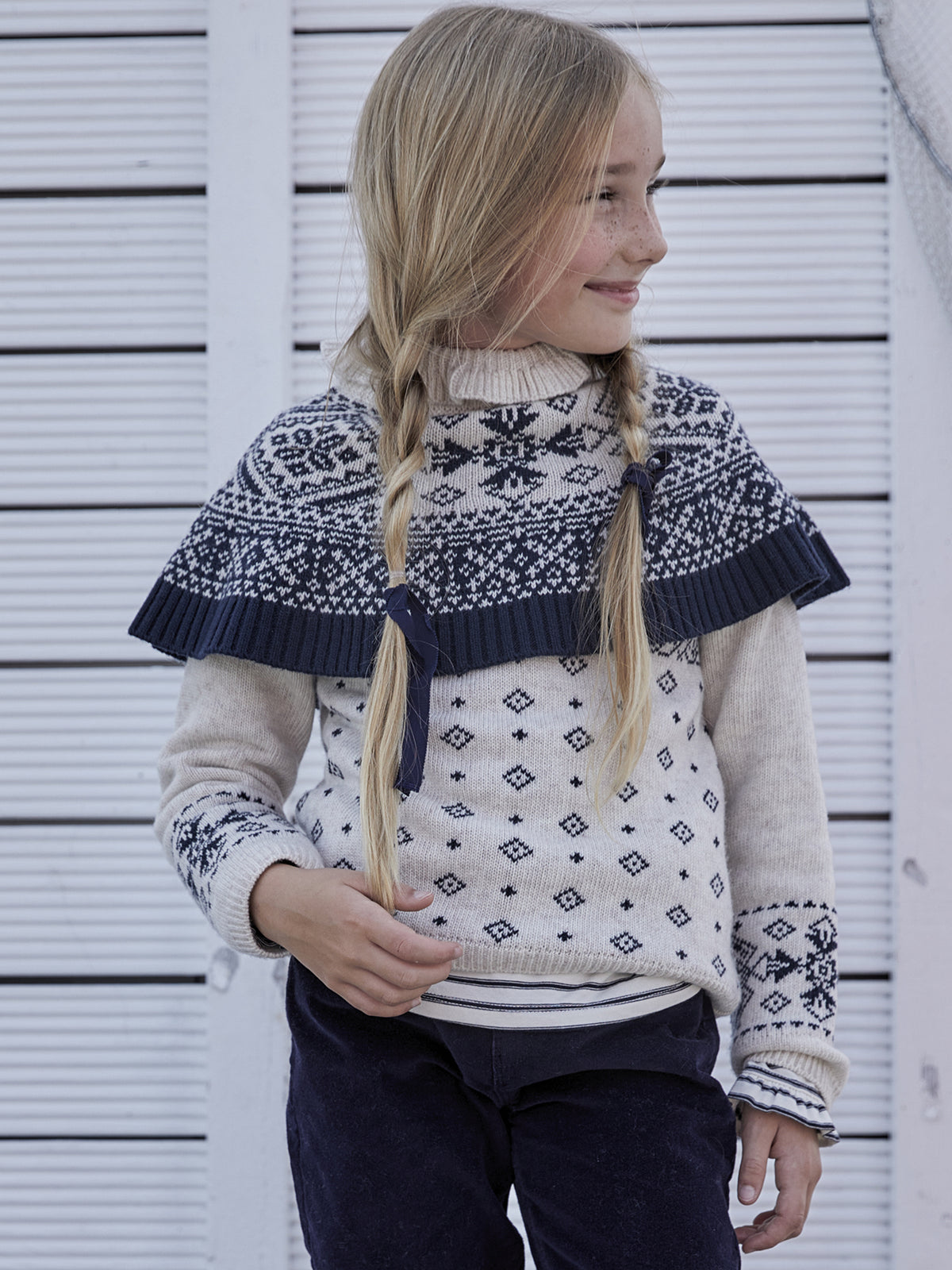 Mädchen-Schlauchschal aus RWS*-Wolle mit Jacquard