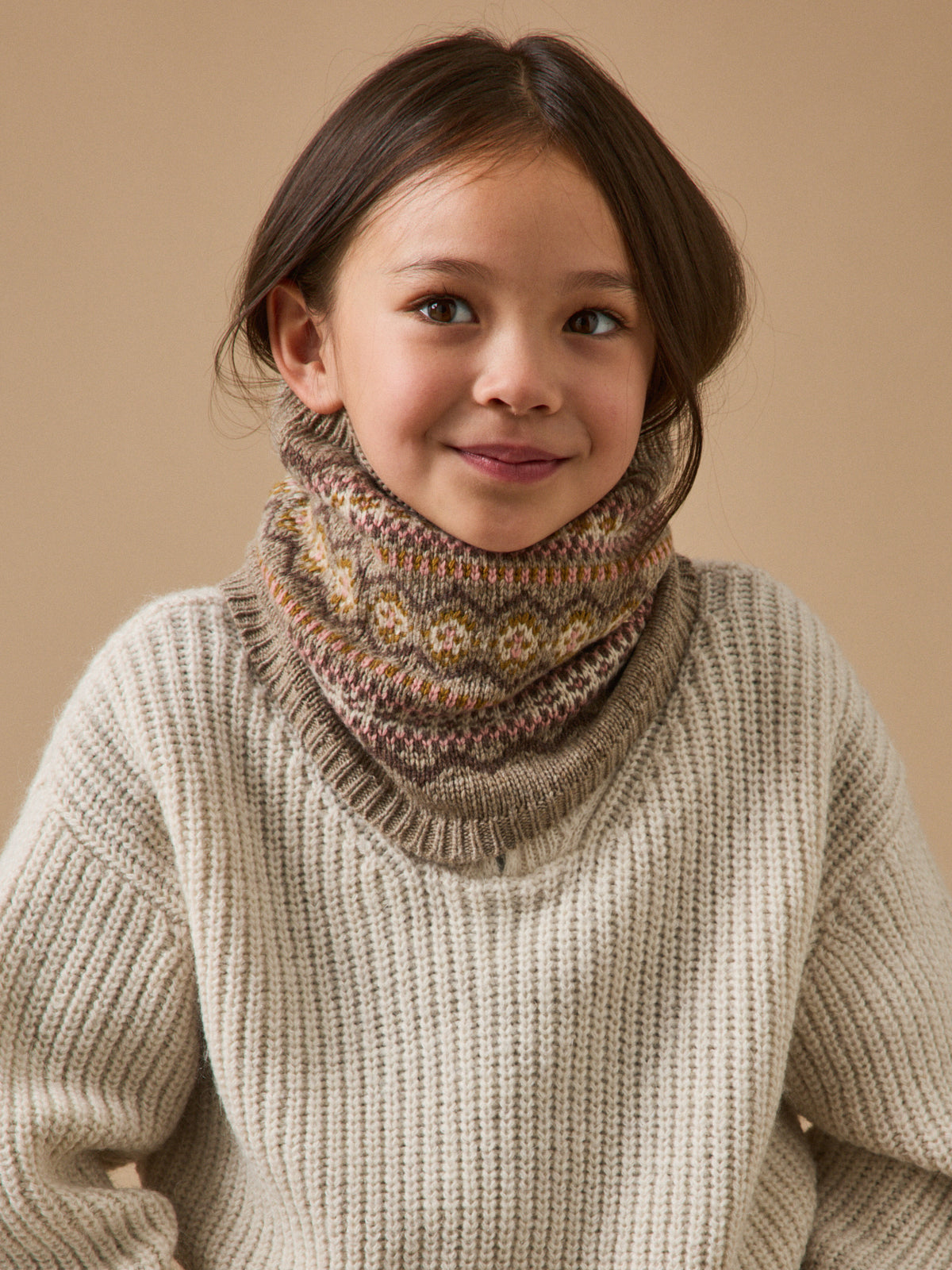 Kinder-Kapuzenschal aus Jacquard