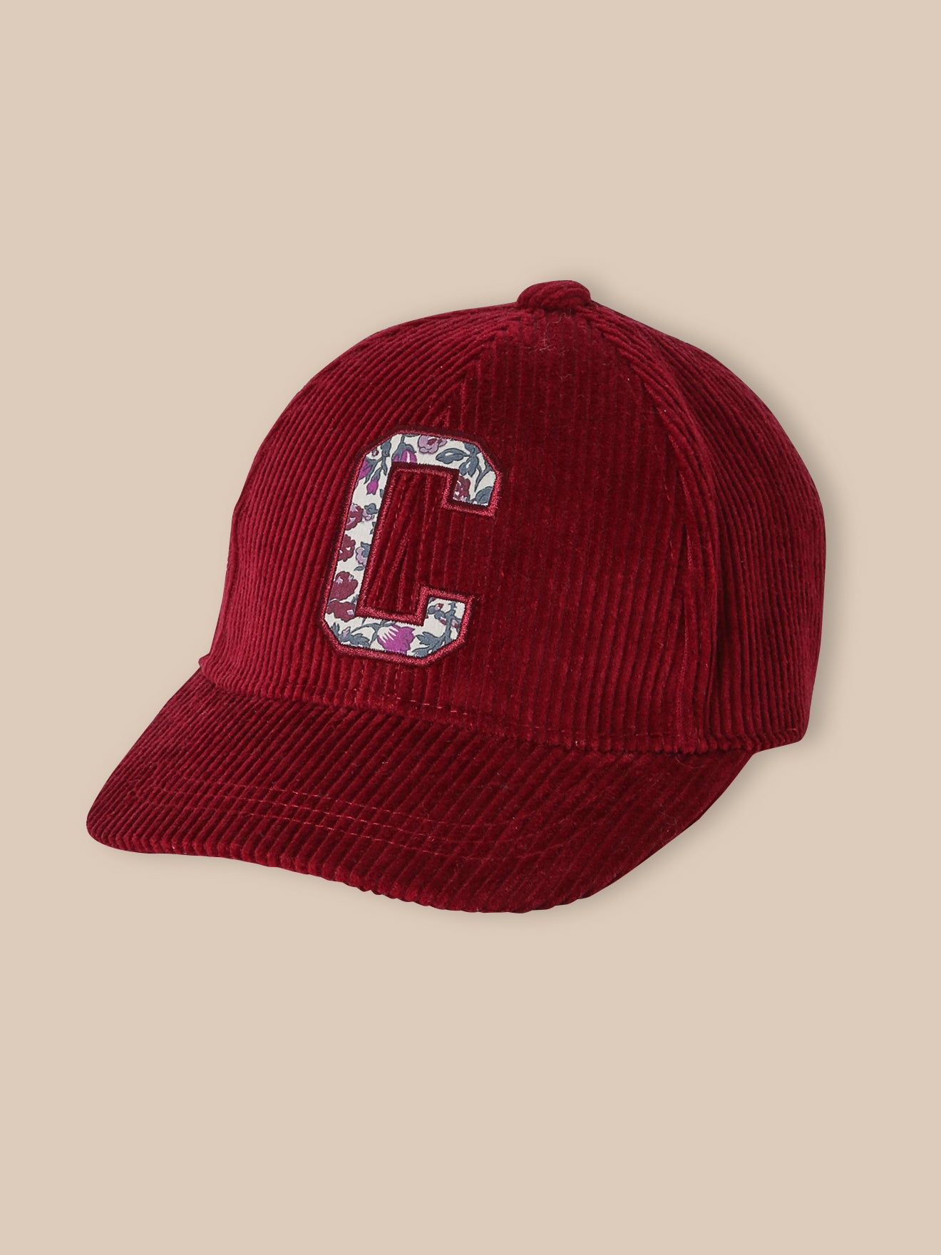 Mädchen-Cap aus Cord und Liberty®-Stoff