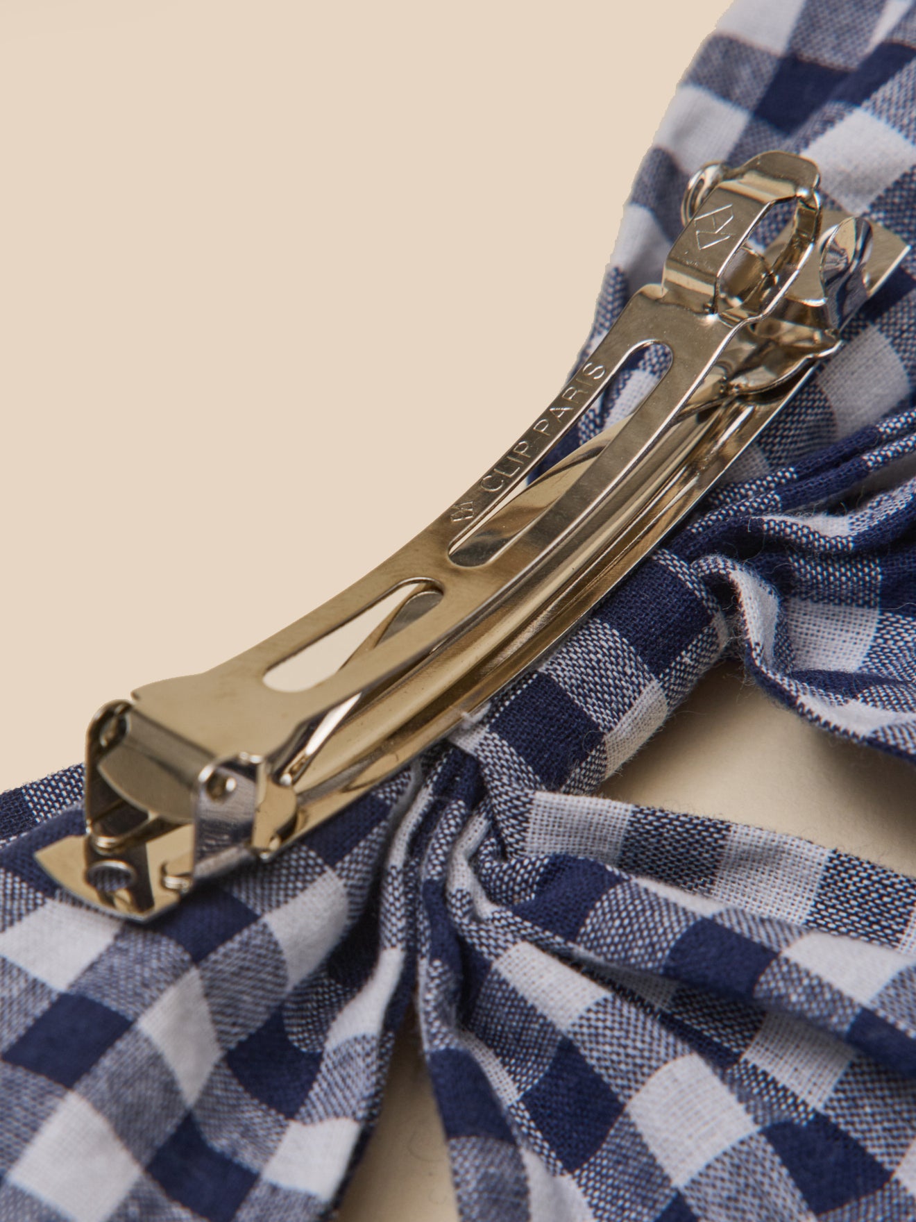 Mädchen-Haarspange mit großer Schleife aus Vichy-Stoff