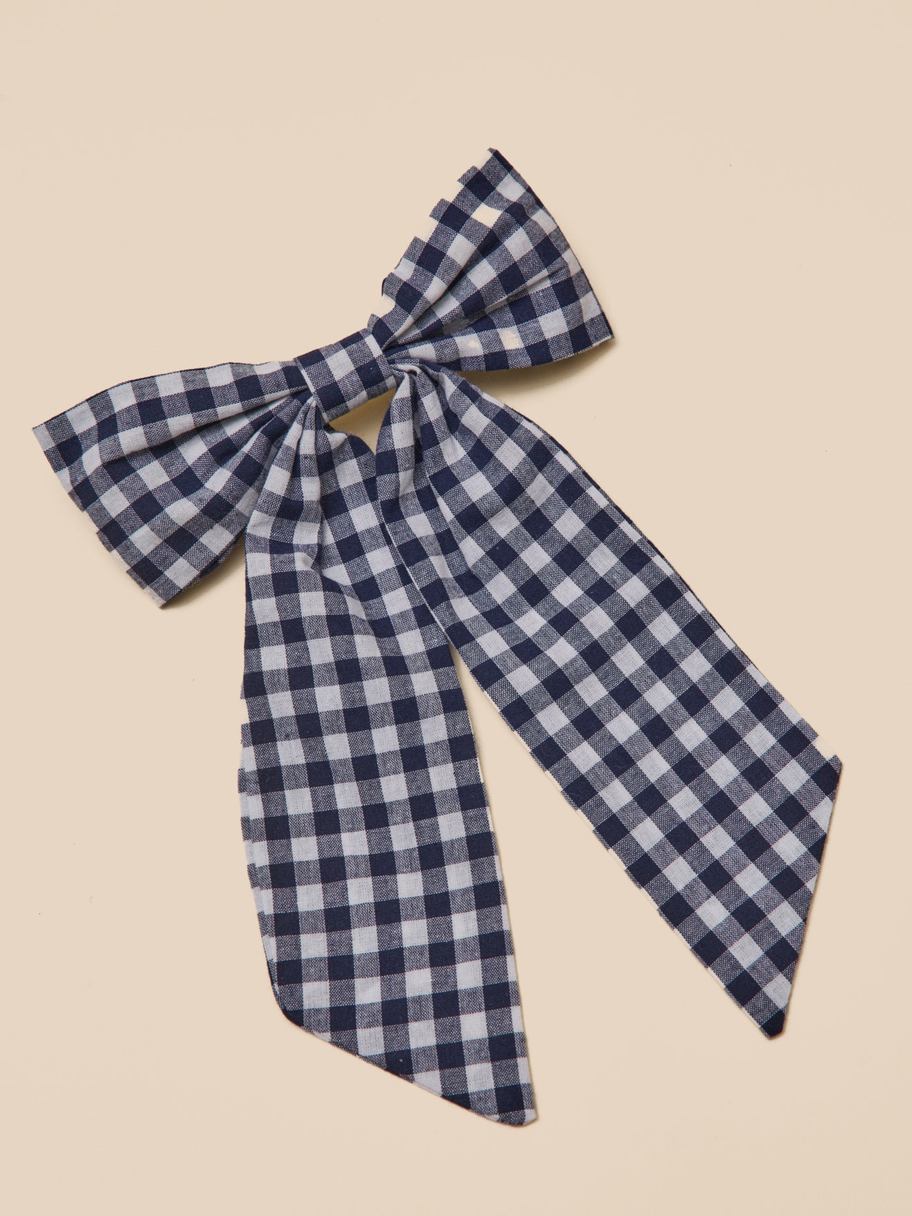 Mädchen-Haarspange mit großer Schleife aus Vichy-Stoff