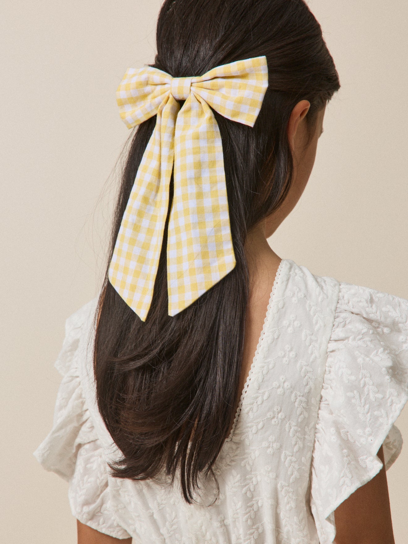 Mädchen-Haarspange mit großer Schleife aus Vichy-Stoff