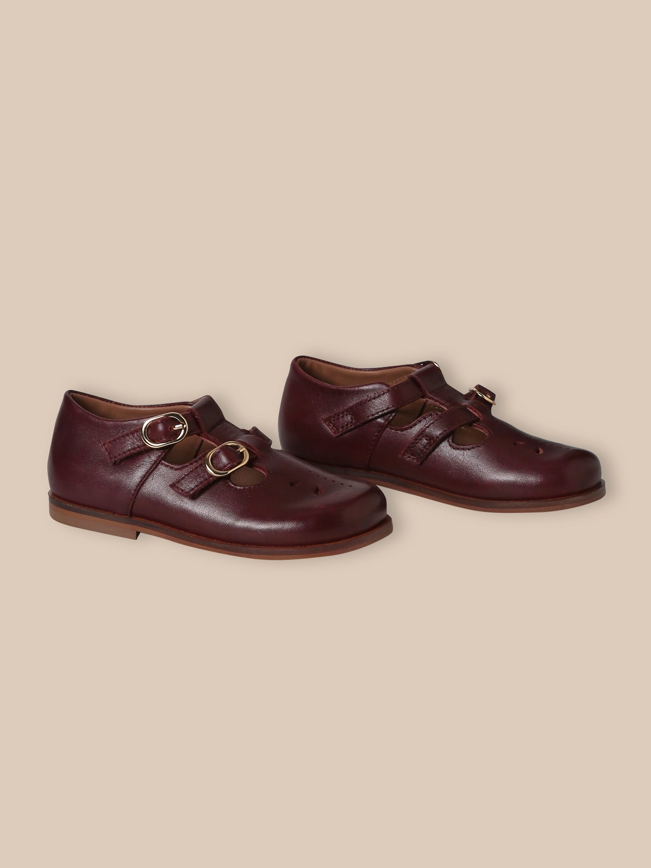 Mädchen-Spangenschuhe aus Leder mit Metallschnalle