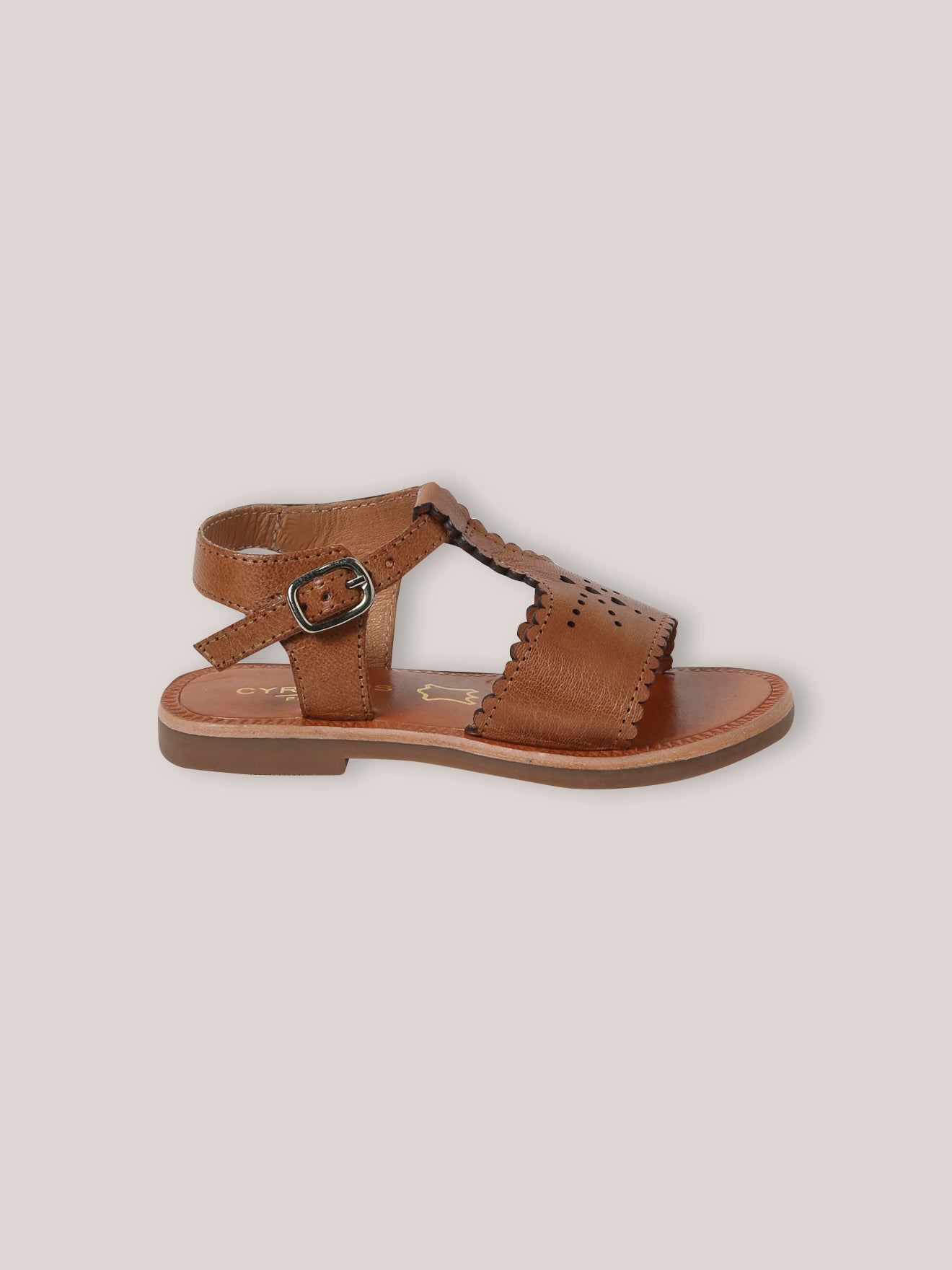 Mädchensandalen aus Leder mit Festonborte