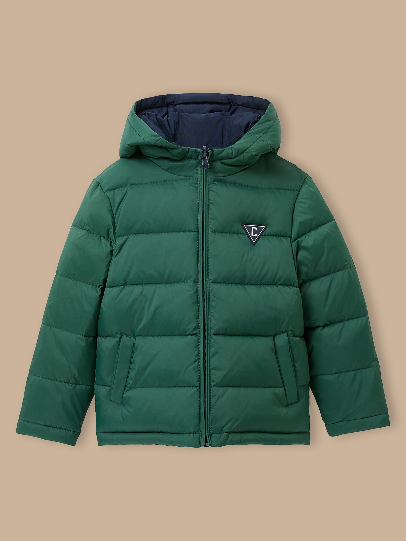 Jungen-Daunenjacke mit Federn und Daunen, wendbar
