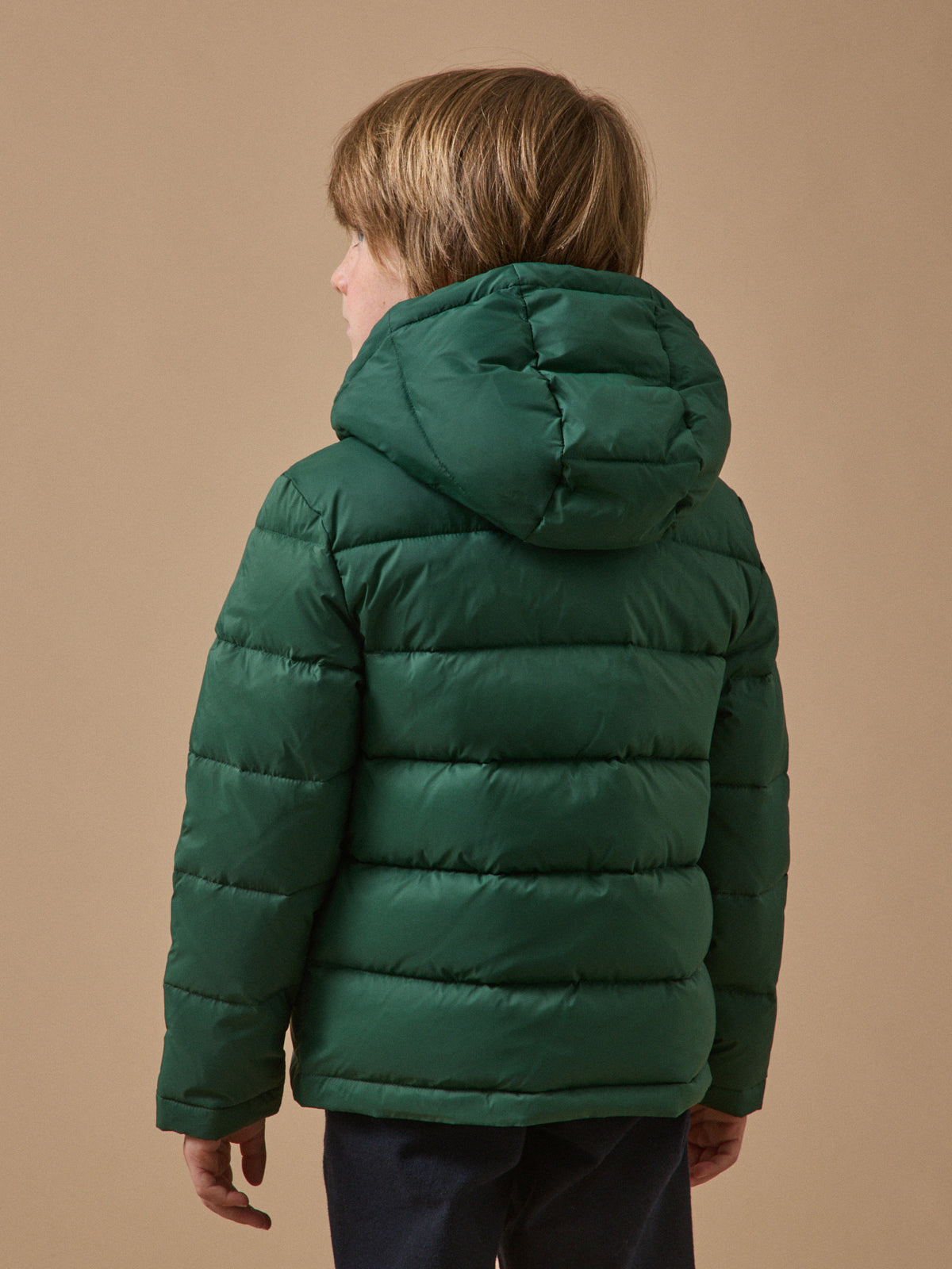 Jungen-Daunenjacke mit Federn und Daunen, wendbar