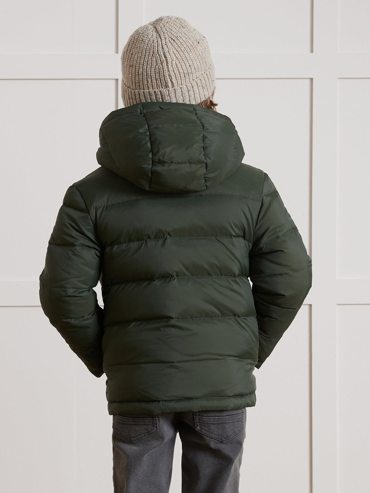 Jungen-Daunenjacke mit Federn und Daunen, wendbar