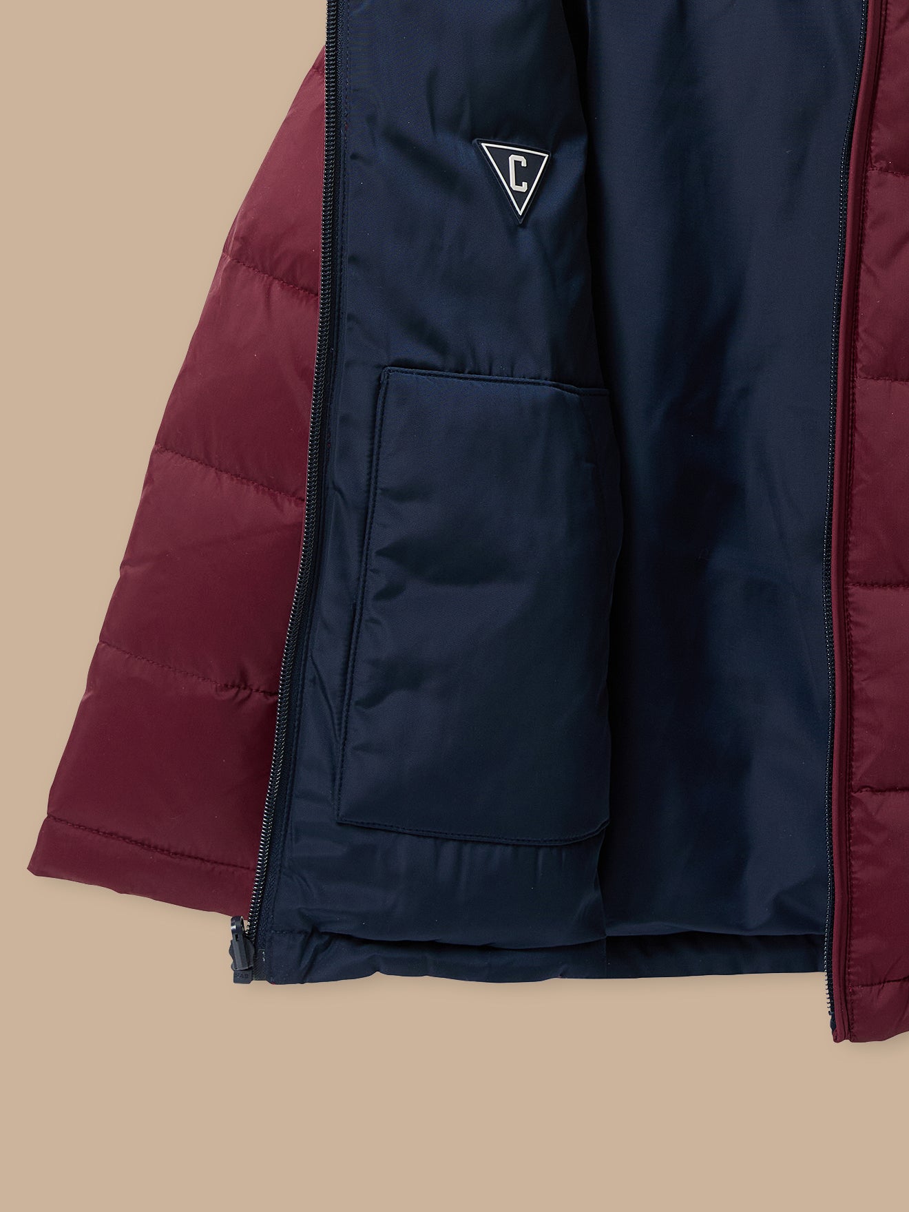 Jungen-Daunenjacke mit Federn und Daunen, wendbar