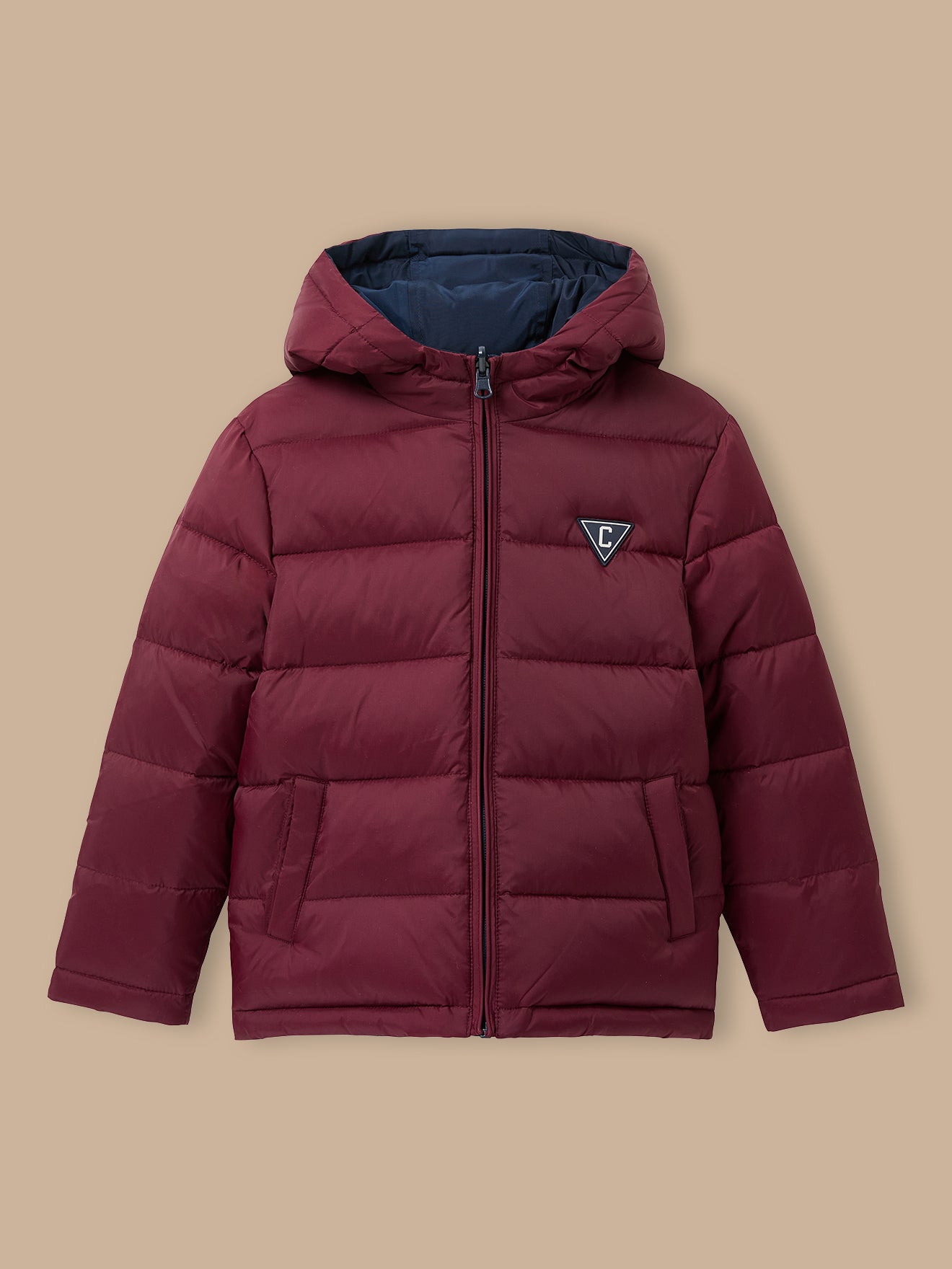 Jungen-Daunenjacke mit Federn und Daunen, wendbar