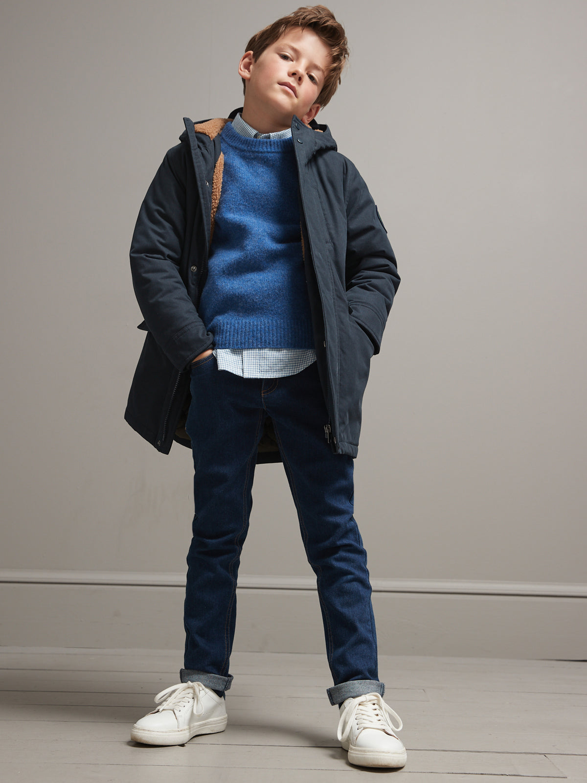 Jungen-Parka mit Sherpa-Futter