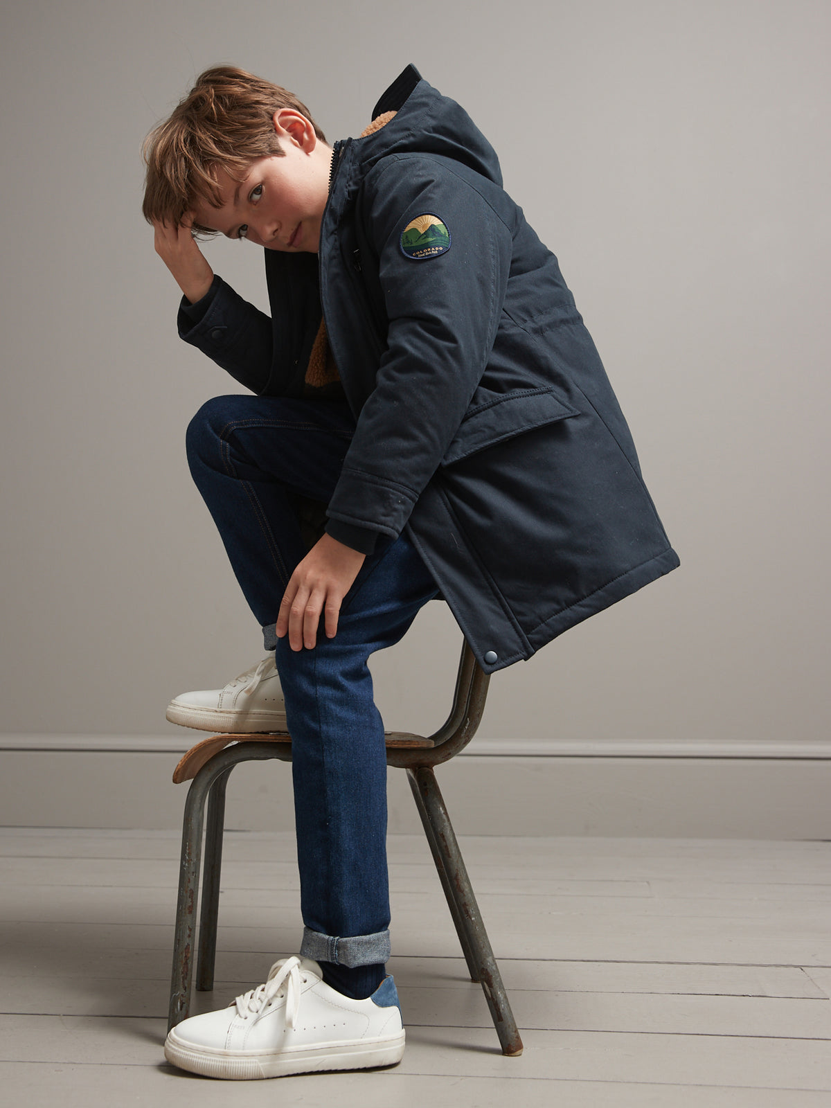 Jungen-Parka mit Sherpa-Futter