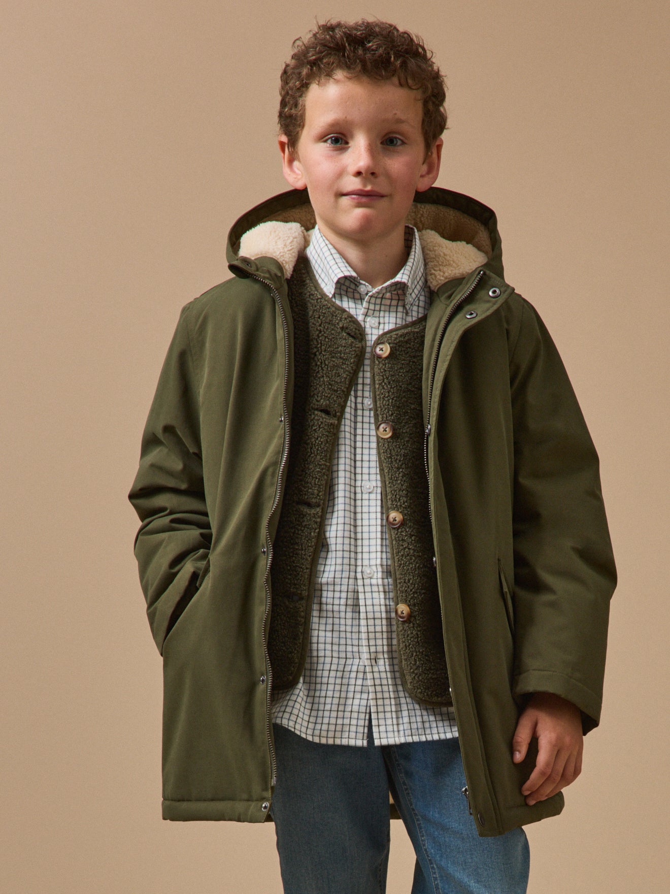Jungen-Parka mit Sherpa-Futter