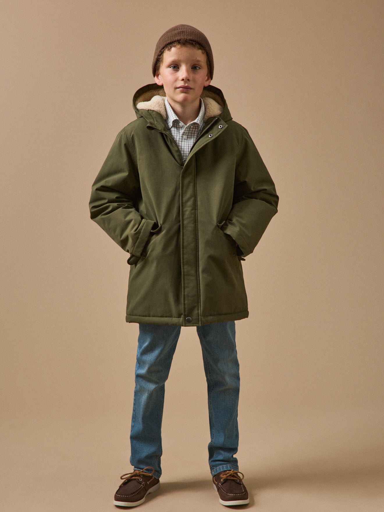Jungen-Parka mit Sherpa-Futter