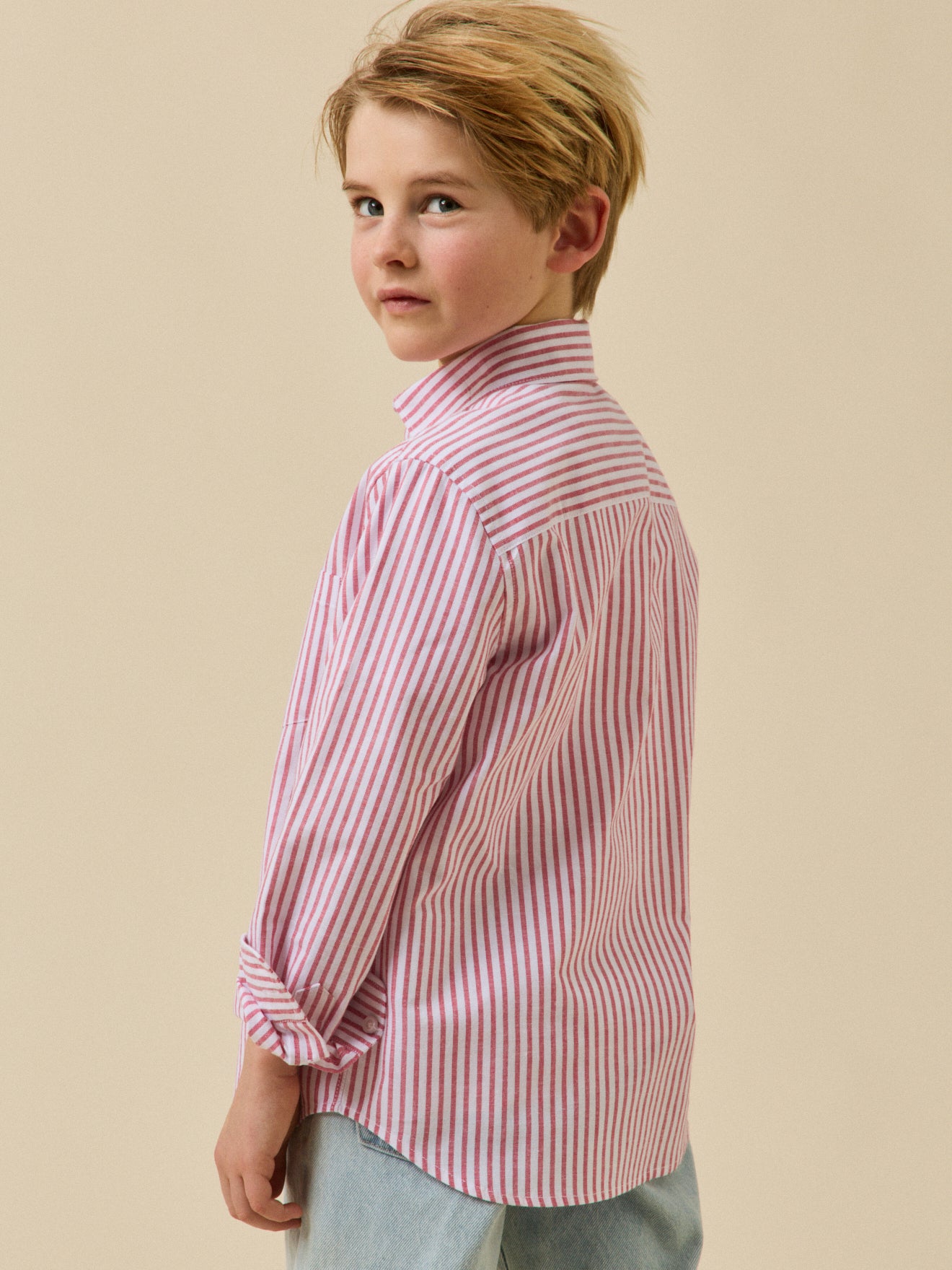 Jungenhemd aus Oxford-Stoff mit Streifen