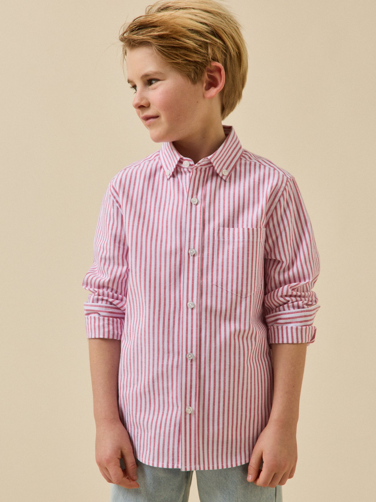 Jungenhemd aus Oxford-Stoff mit Streifen