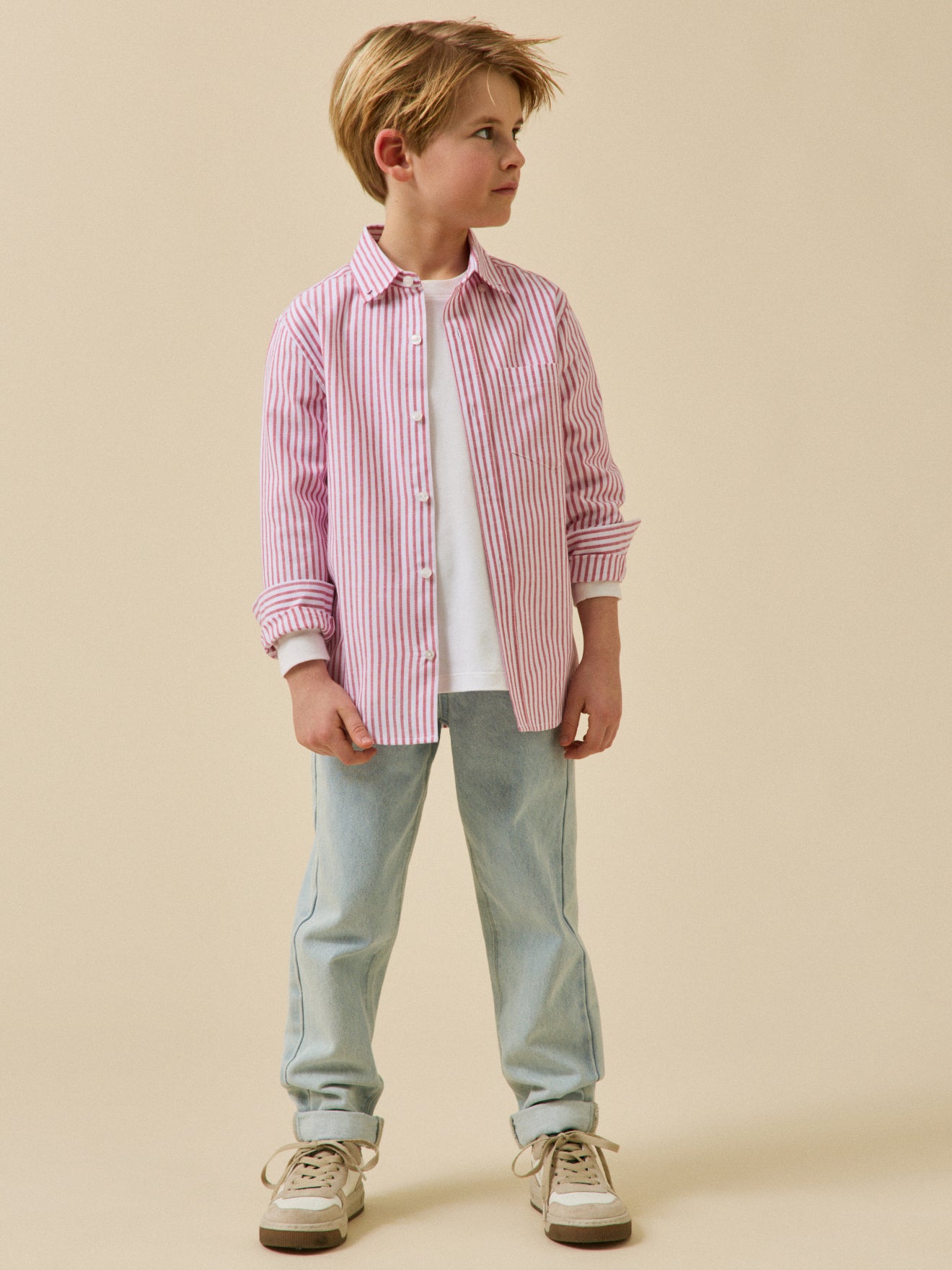 Jungenhemd aus Oxford-Stoff mit Streifen