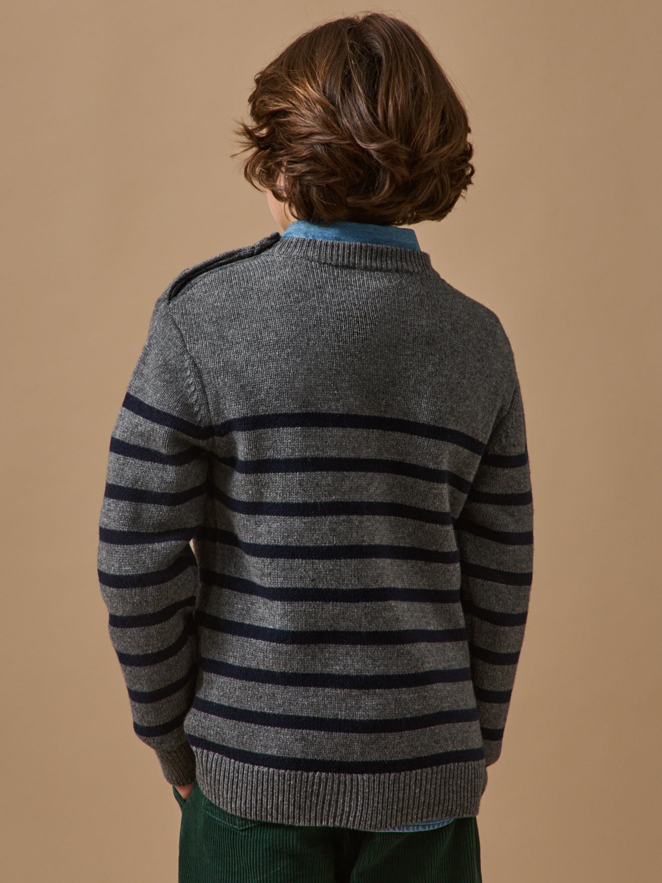 Jungenpullover im Marinelook mit hohem Wollanteil