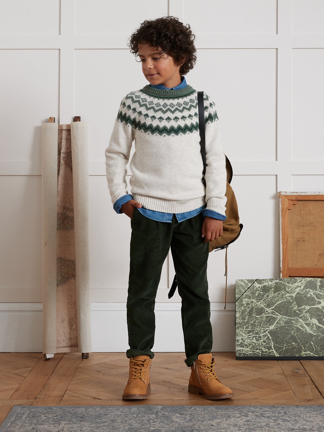 Jungenpullover mit Jacquard-Muster, Family Kollektion