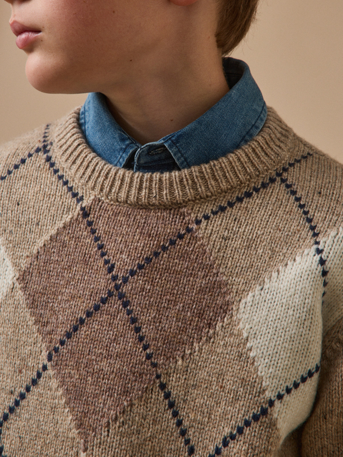Jungen Jacquard-Pullover mit Wolle