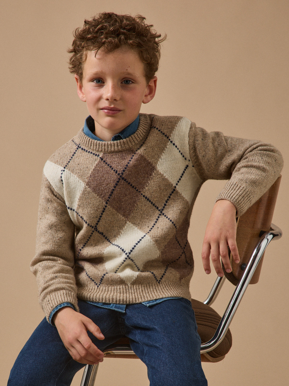 Jungen Jacquard-Pullover mit Wolle
