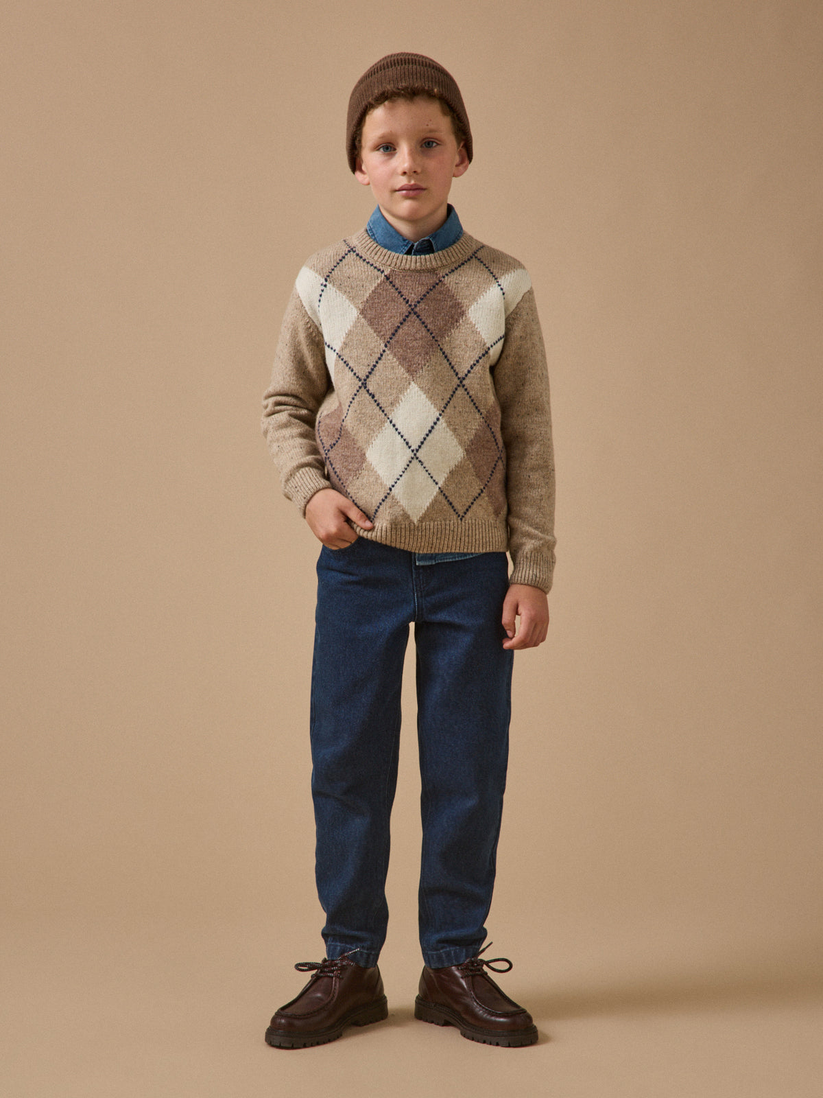 Jungen Jacquard-Pullover mit Wolle