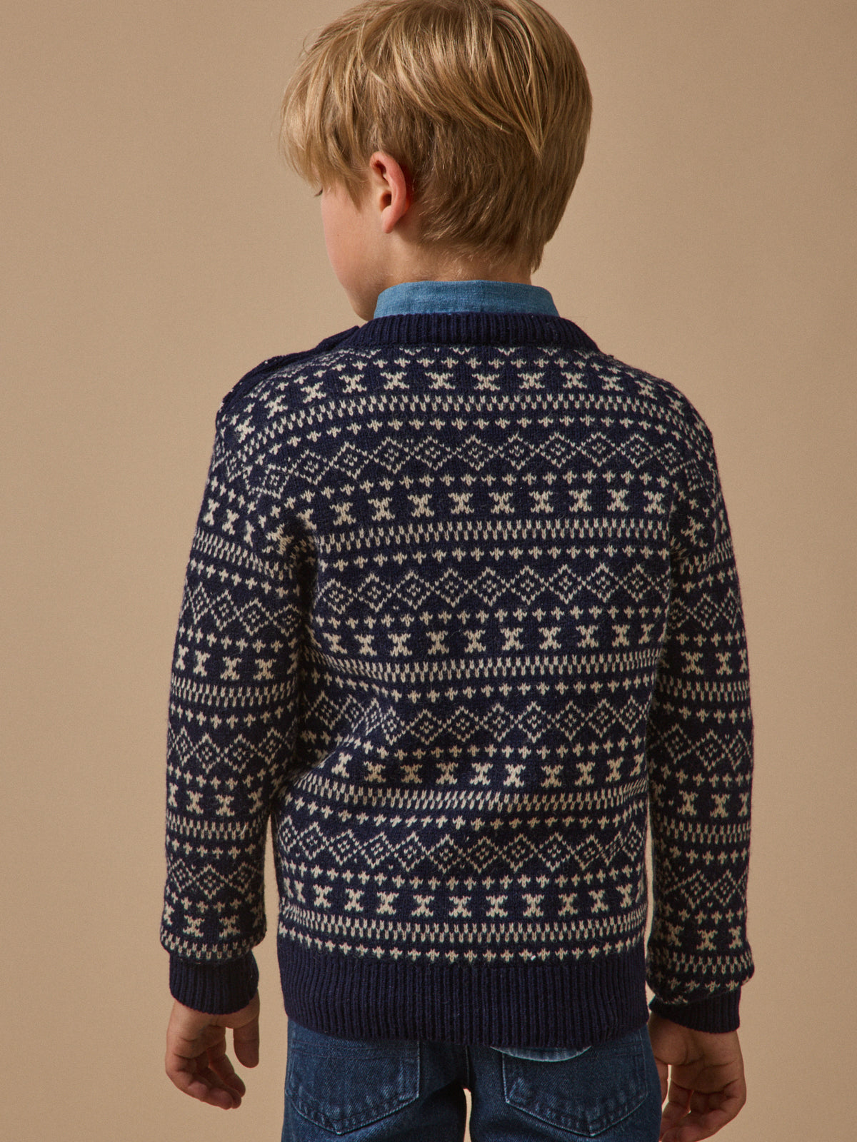 Jungenpullover aus Jacquard mit Wolle