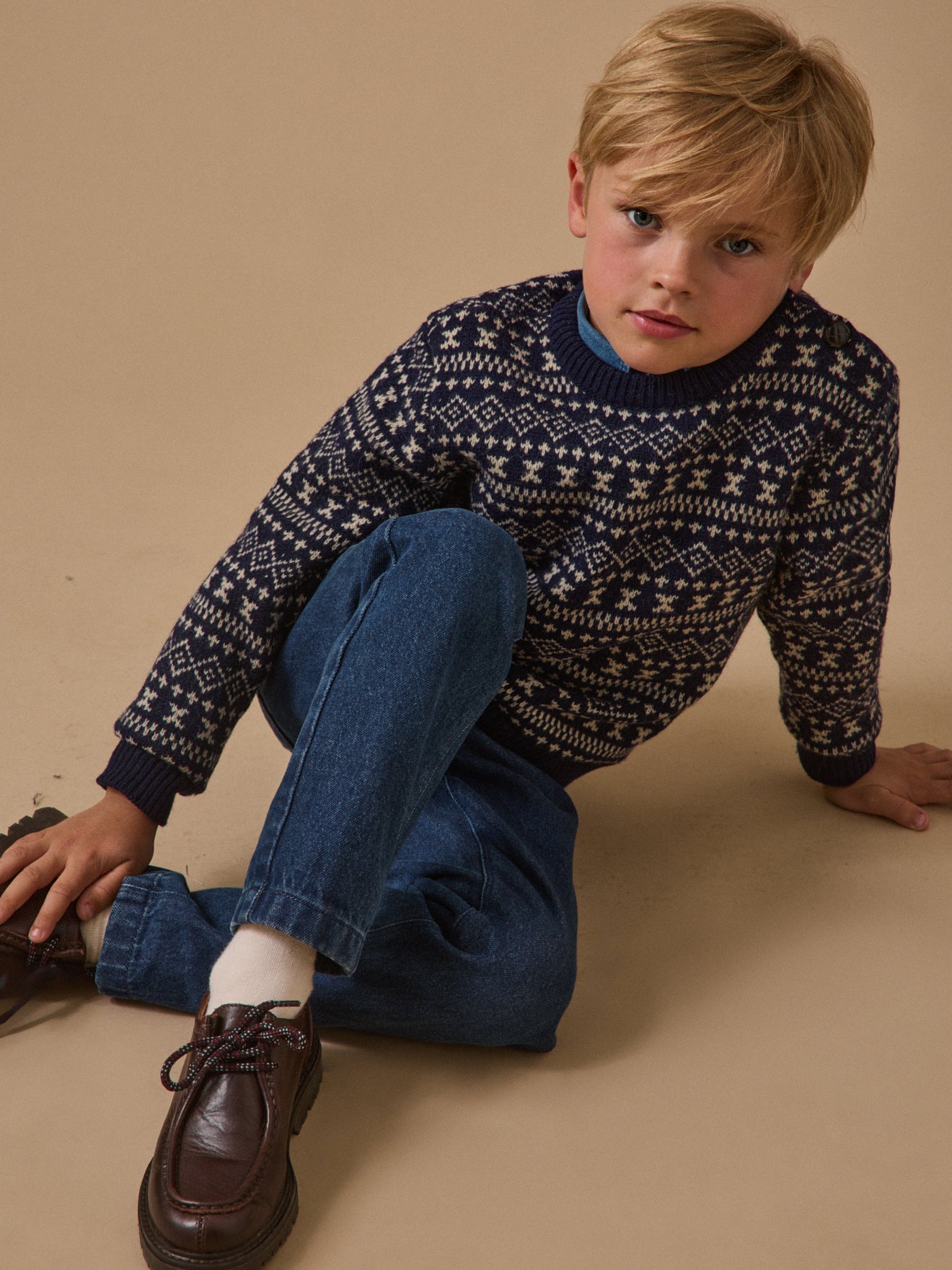Jungenpullover aus Jacquard mit Wolle