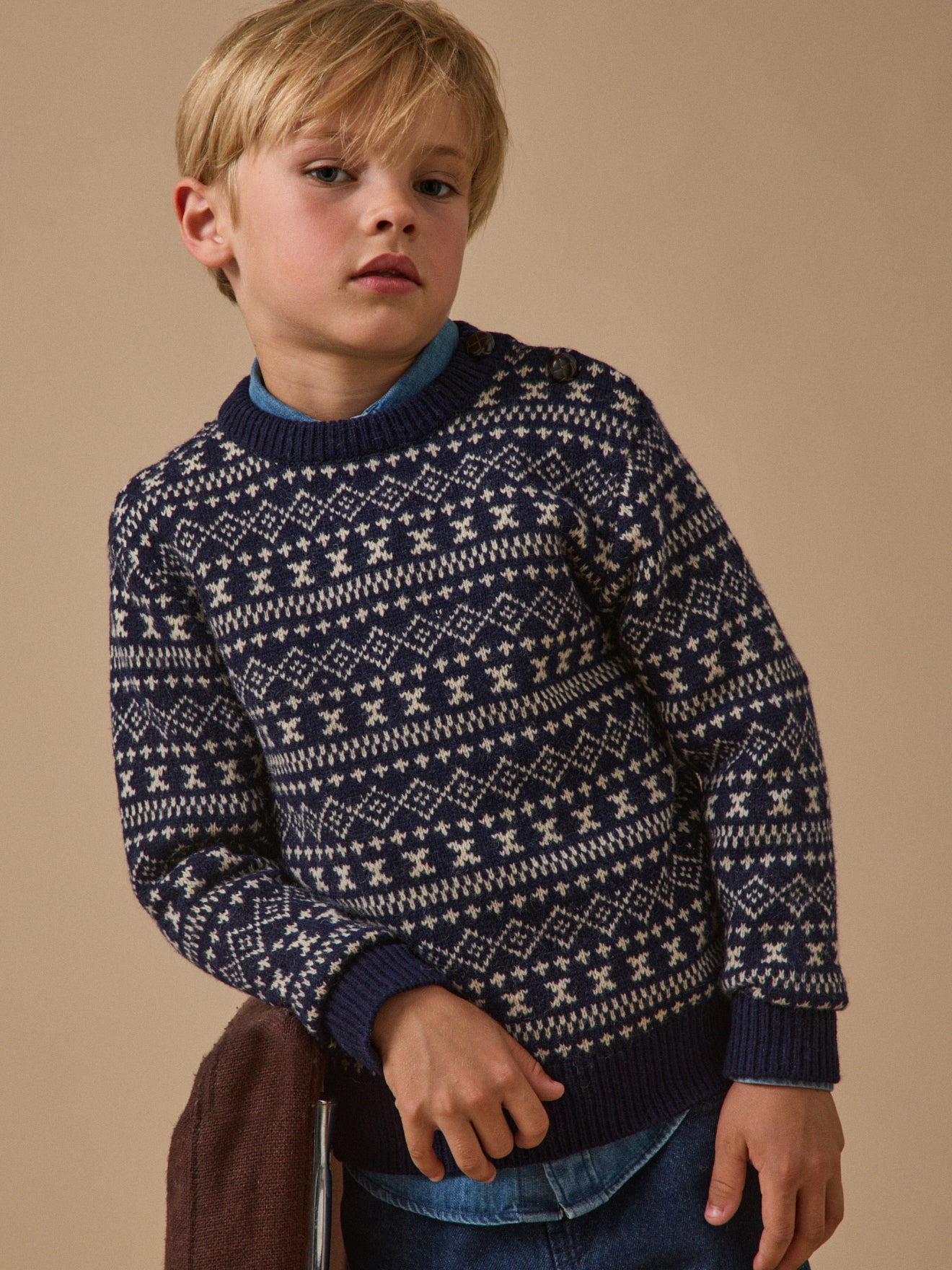 Jungenpullover aus Jacquard mit Wolle