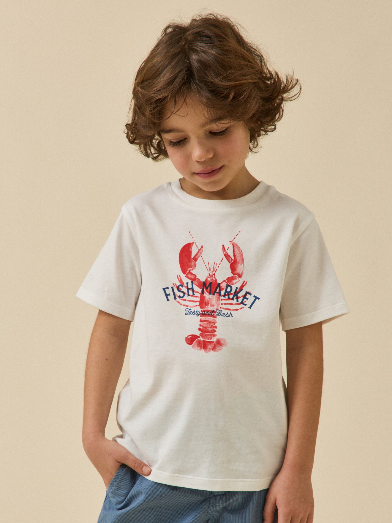 Jungen T-Shirt « Homard » – Bio-Baumwolle