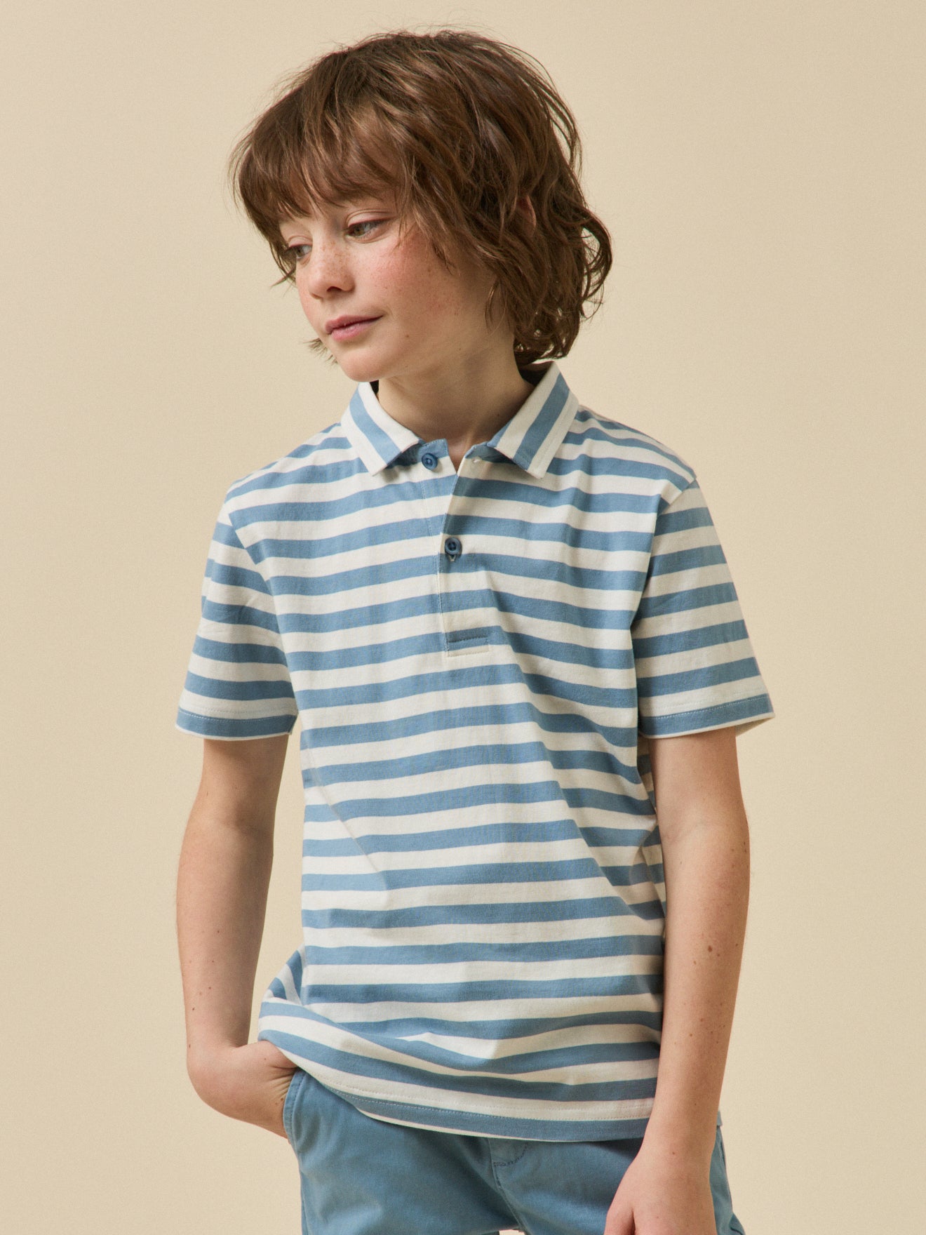 Jungen-Poloshirt, gestreift – Bio-Baumwolle