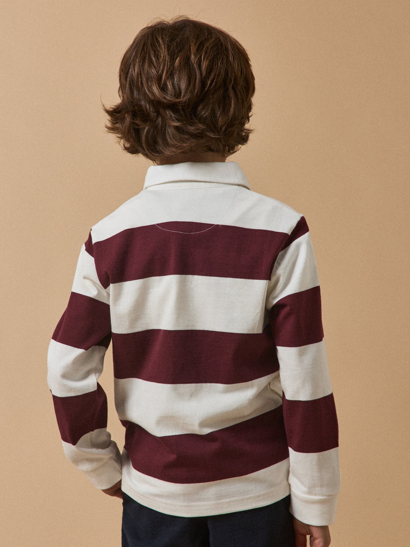 Jungen Rugby-Shirt mit Polokragen, gestreift – Bio-Baumwolle