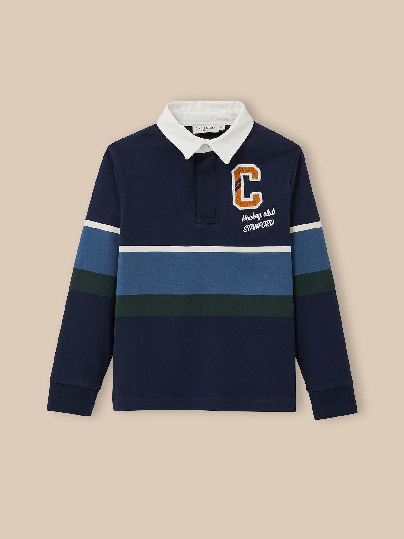 Jungen Rugby-Shirt mit Polokragen, gestreift – Bio-Baumwolle