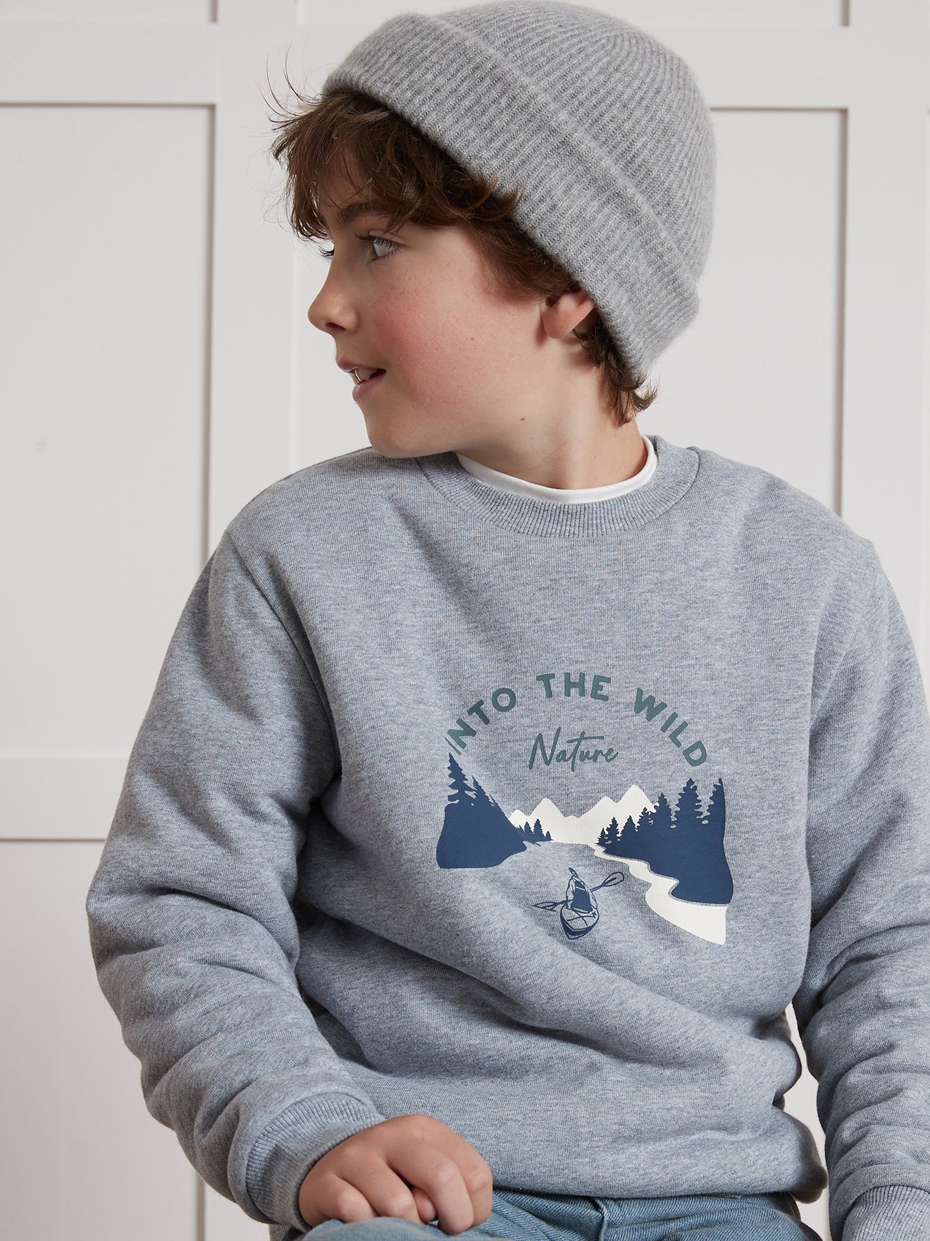 Jungen-Sweatshirt mit Sherpa-Futter