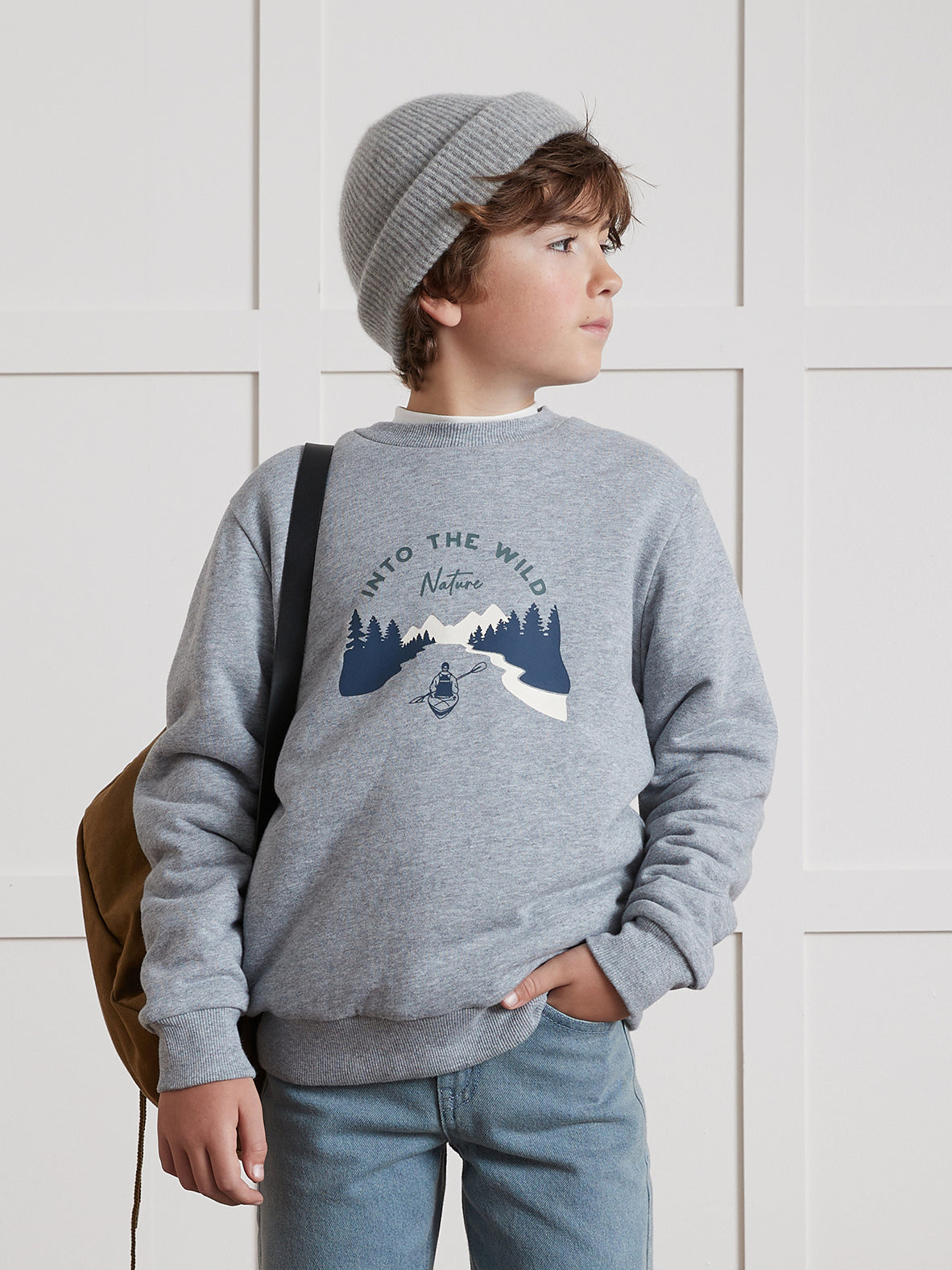 Jungen-Sweatshirt mit Sherpa-Futter