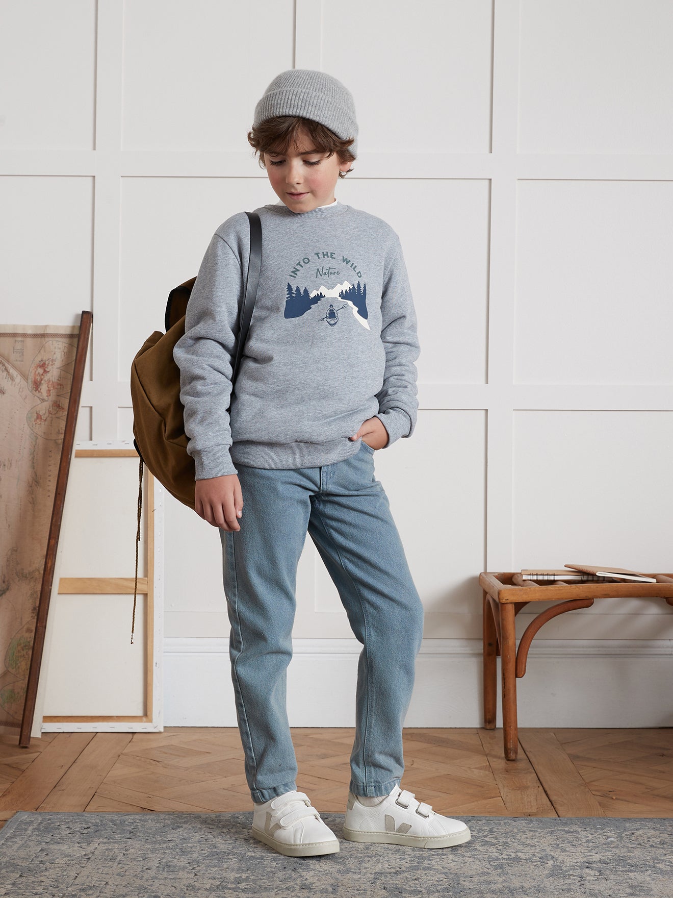 Jungen-Sweatshirt mit Sherpa-Futter