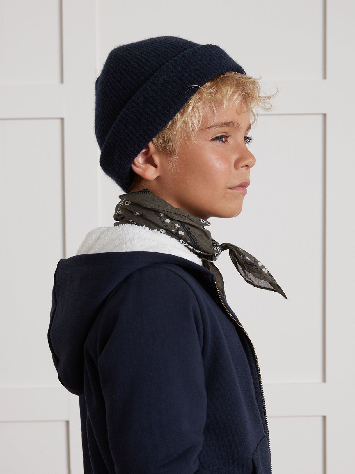 Jungen-Sweatjacke mit Reißverschluss und Sherpa-Futter