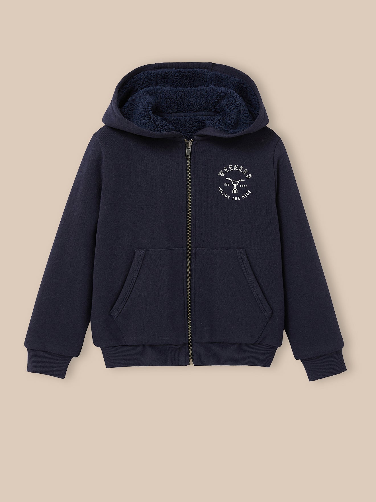 Jungen-Cardigan mit Reißverschluss und Sherpa-Futter