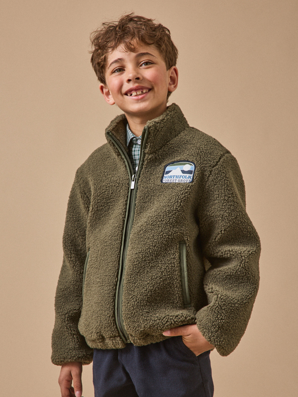 Jungen-Cardigan aus Sherpa