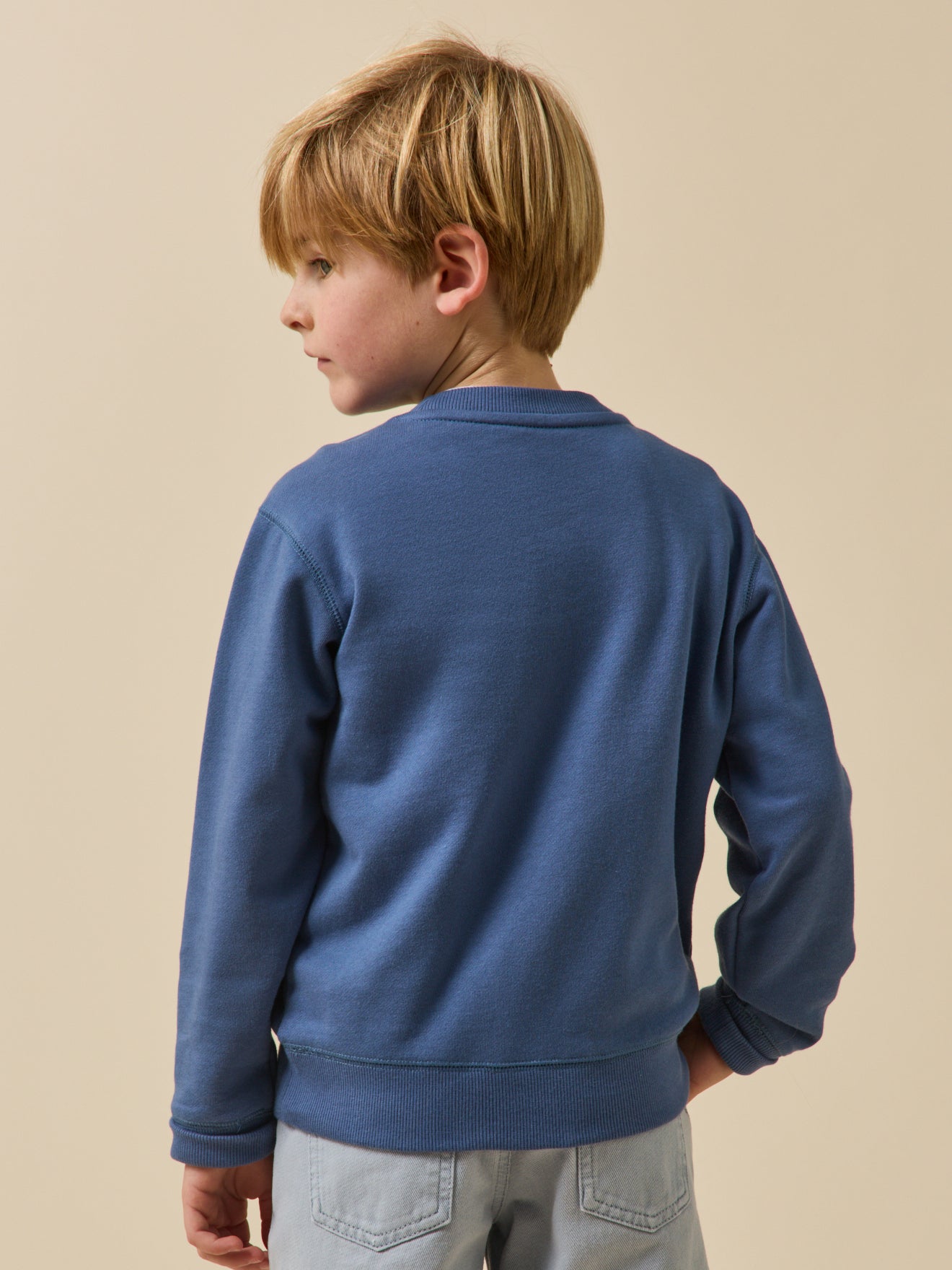Jungen-Sweatshirt, meliert, mit Schriftzug – Bio-Baumwolle