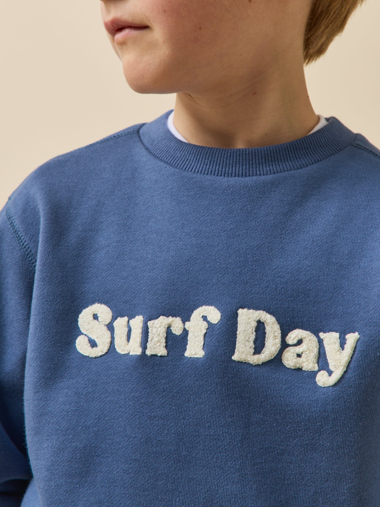 Jungen-Sweatshirt, meliert, mit Schriftzug – Bio-Baumwolle