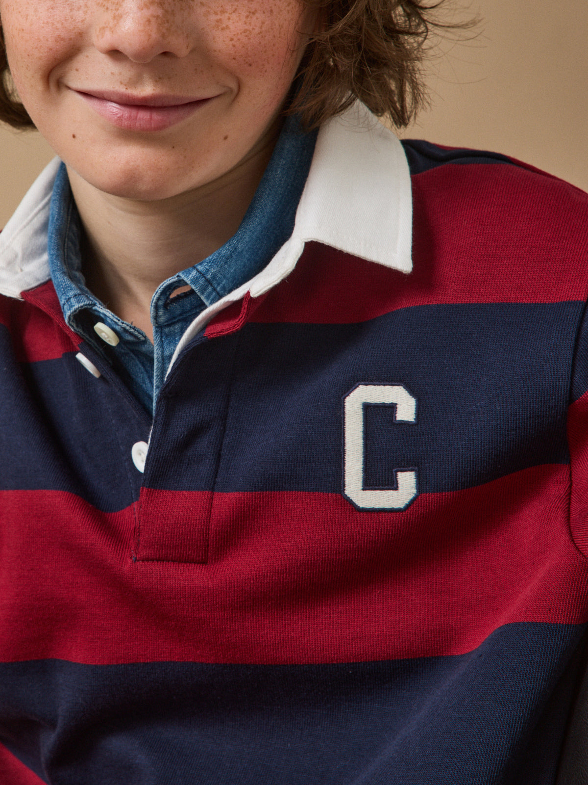 Jungen Rugby-Poloshirt, gestreift