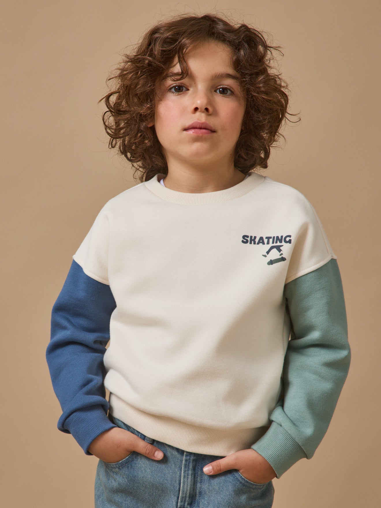 Jungen-Sweatshirt im « Colorblock »-Look