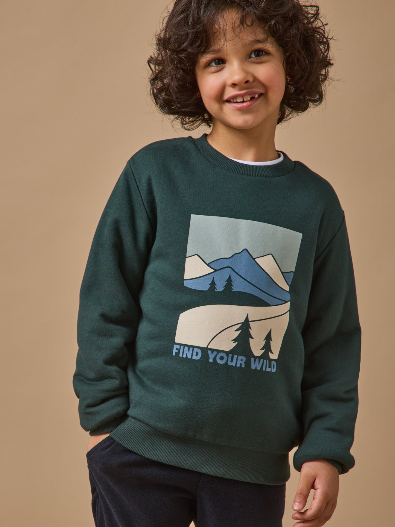 Jungen-Sweatshirt mit Sherpa-Futter