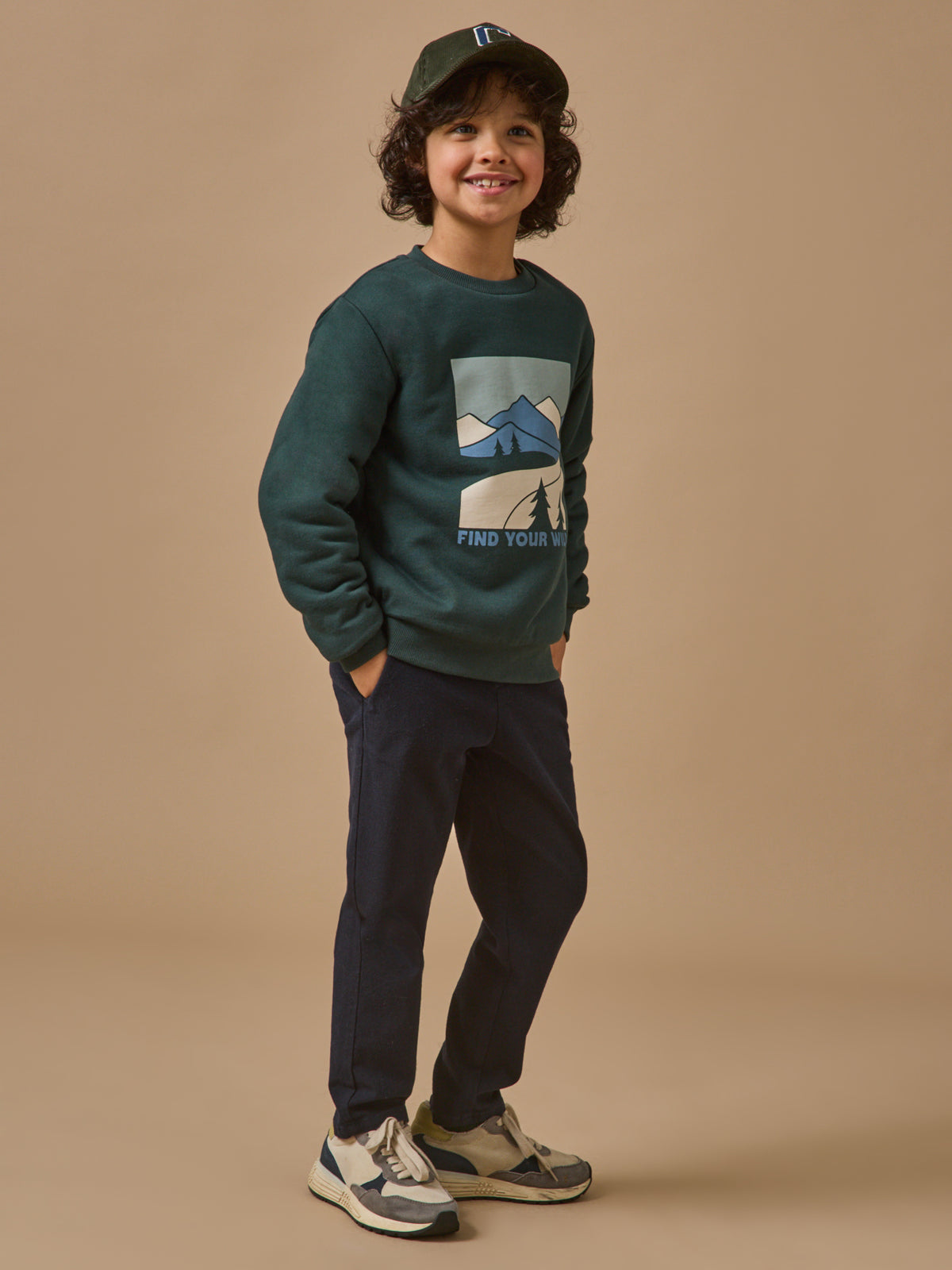 Jungen-Sweatshirt mit Sherpa-Futter