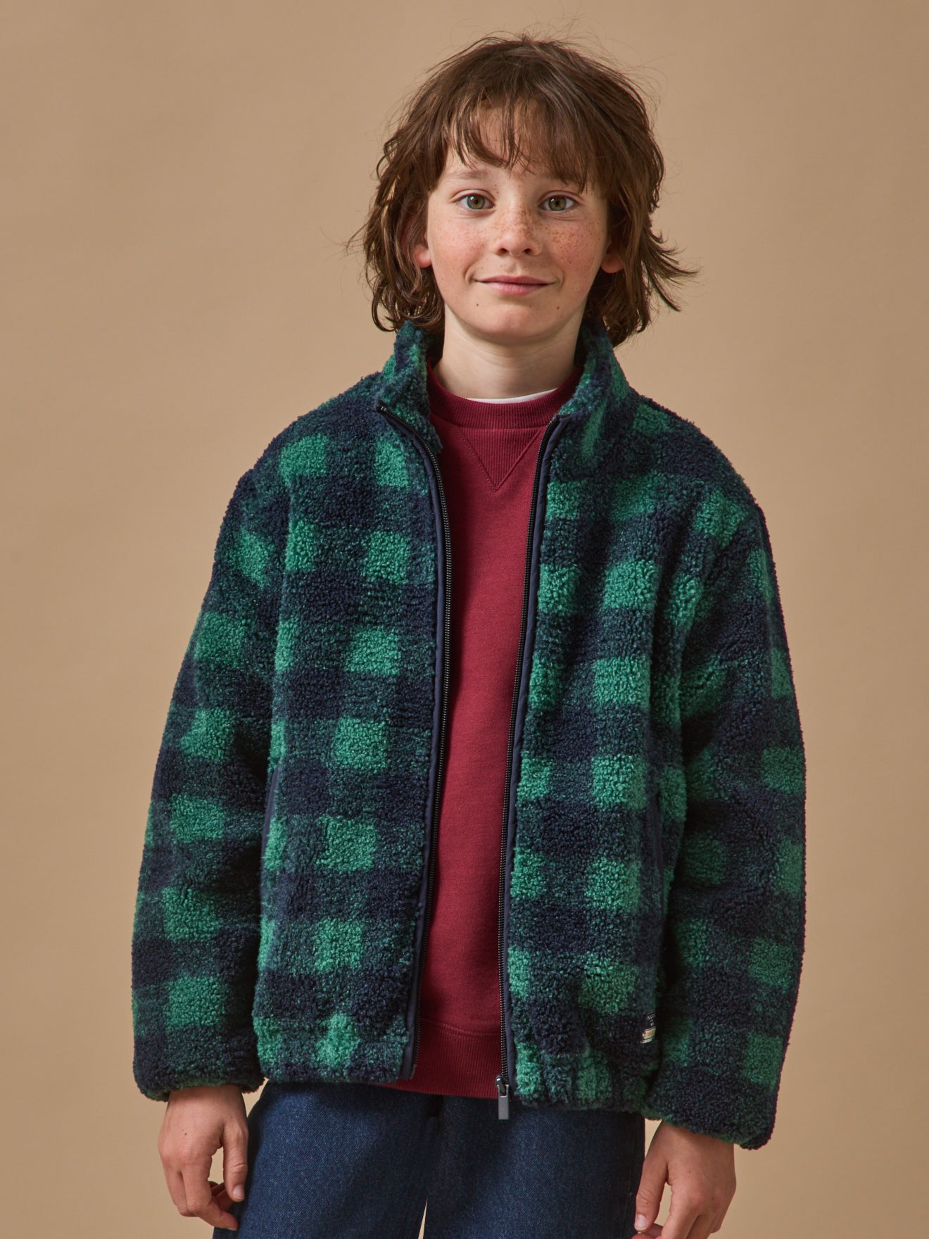 Karierte Sherpa-Jacke für Jungen