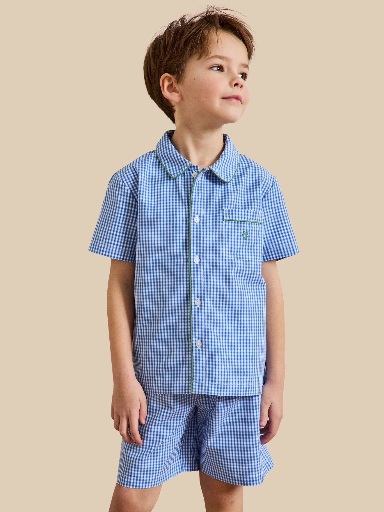 Jungen Kurz-Pyjama mit Vichy-Karos